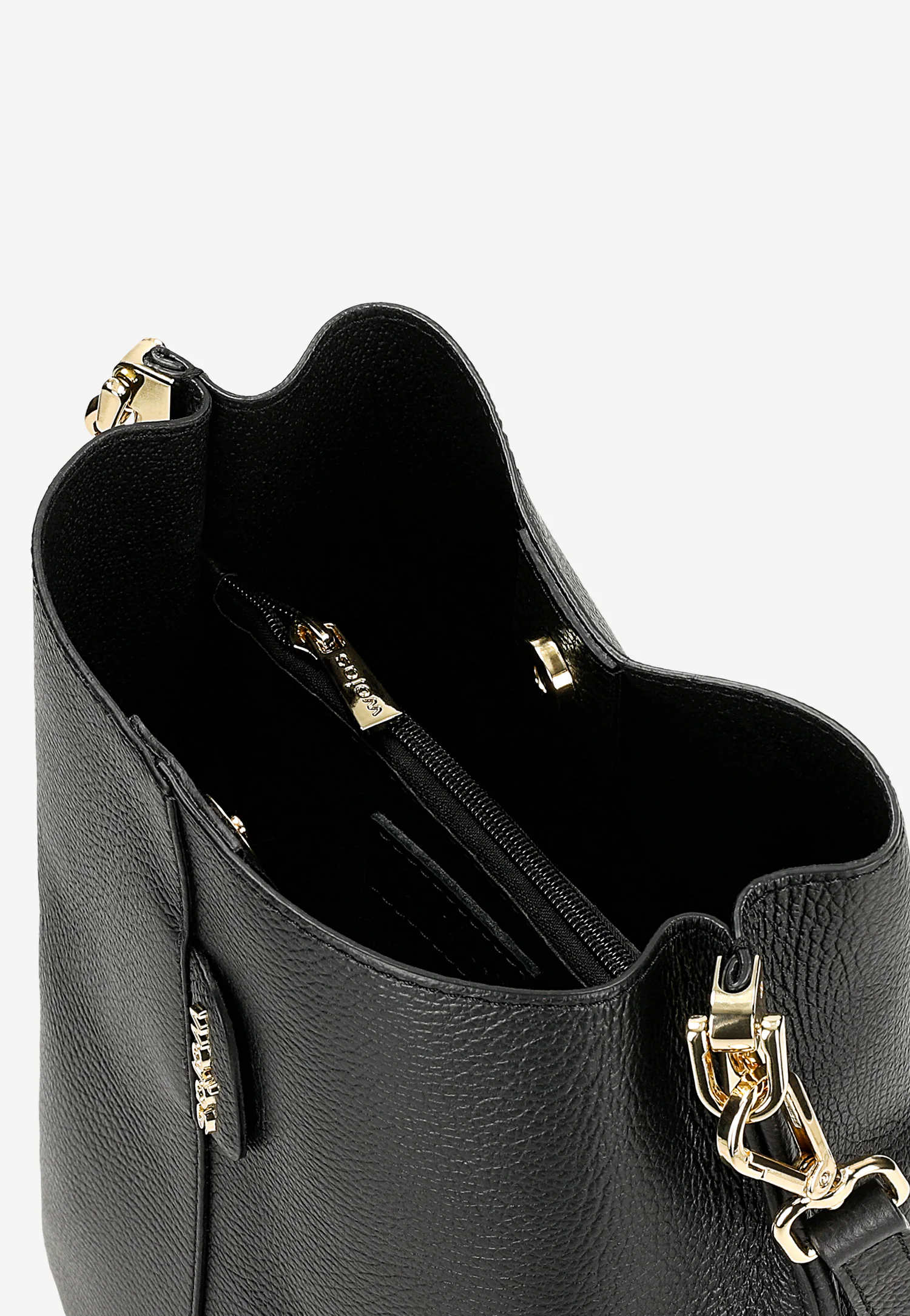 Beżowa skórzana torebka damska bucket bag