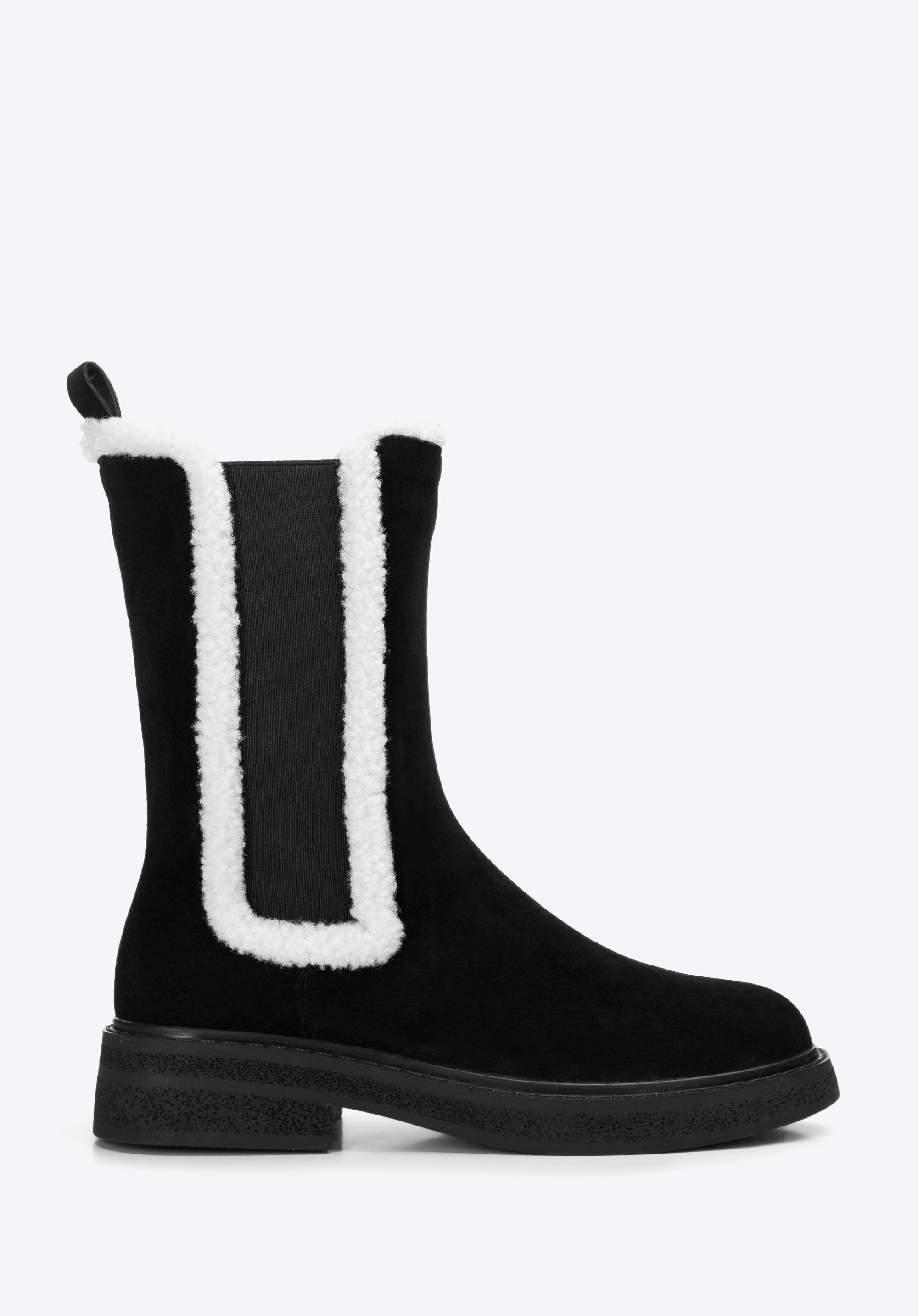 Damskie sztyblety zamszowe ze sztucznym kożuszkiem