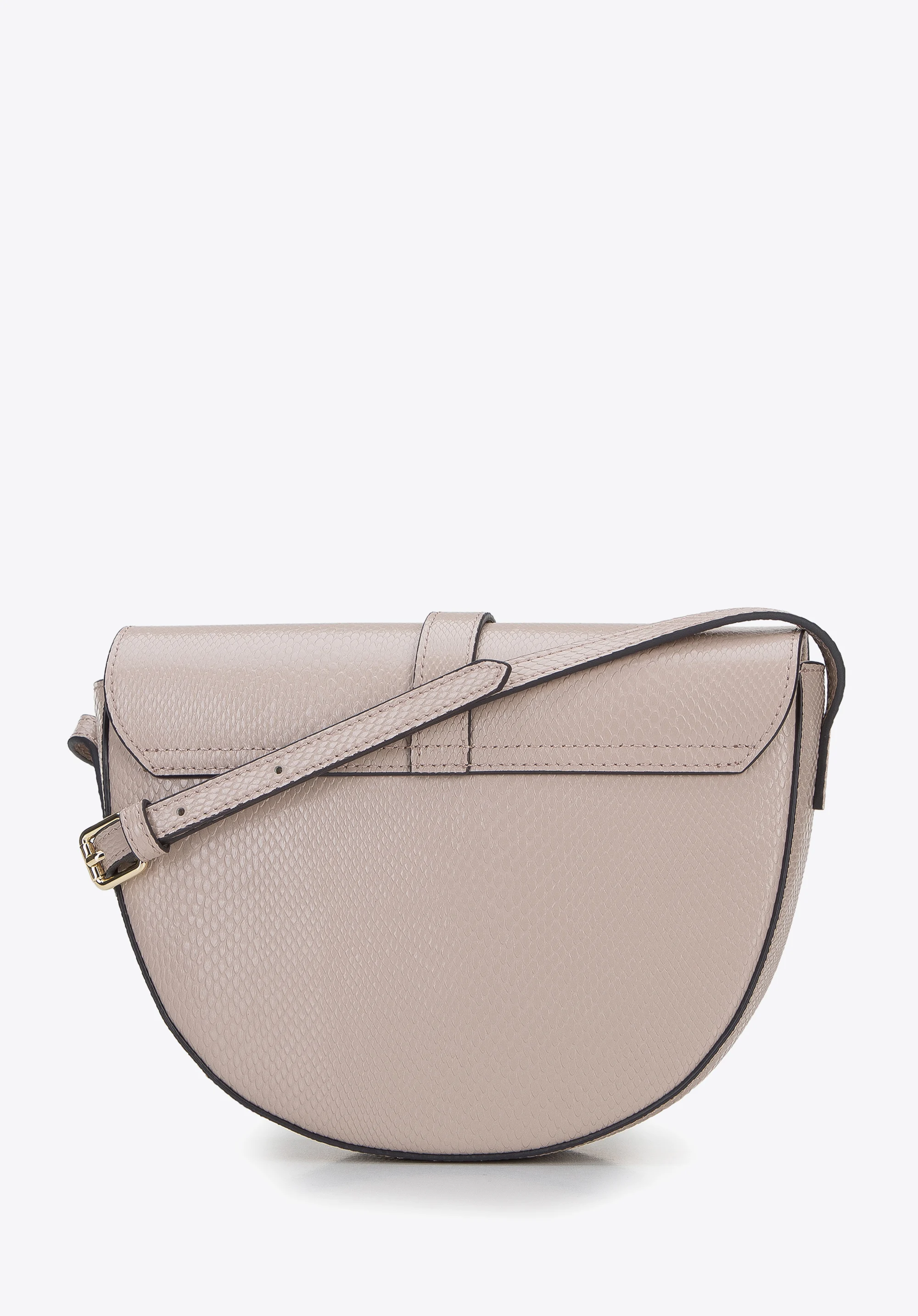 Damska listonoszka ze skóry lizard z okrągłą klamerką