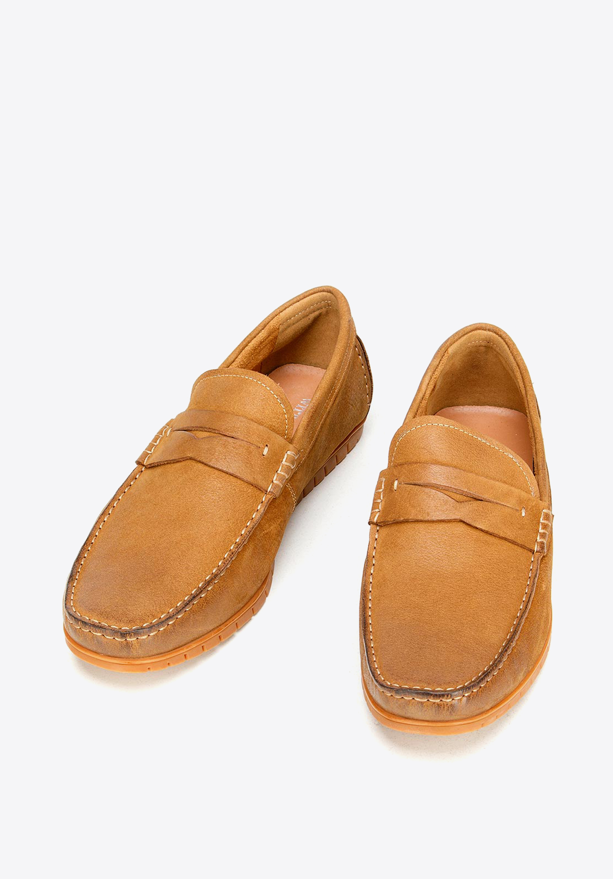 Męskie mokasyny z nubuku na giętkiej podeszwie