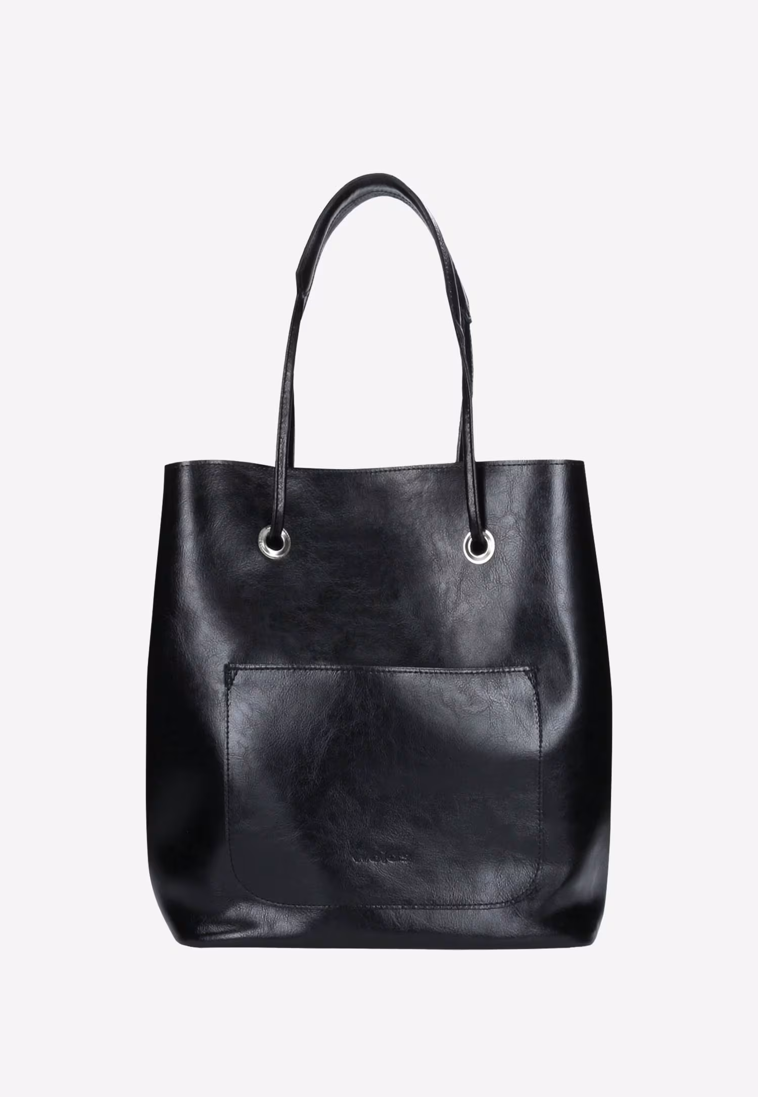 Czarna torebka damska z dwoiny foliowanej