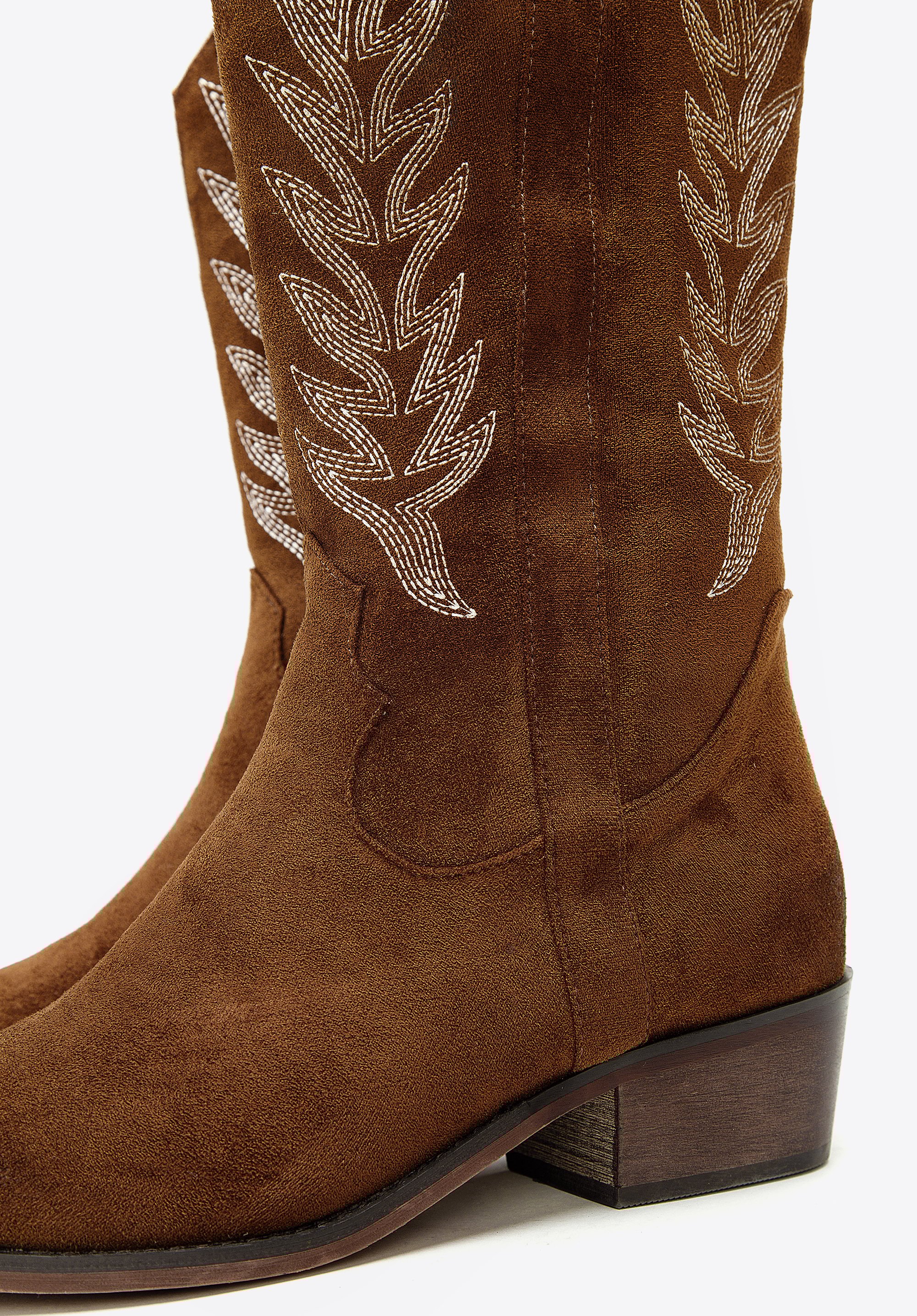 Damskie kowbojki z kontrastowym haftem