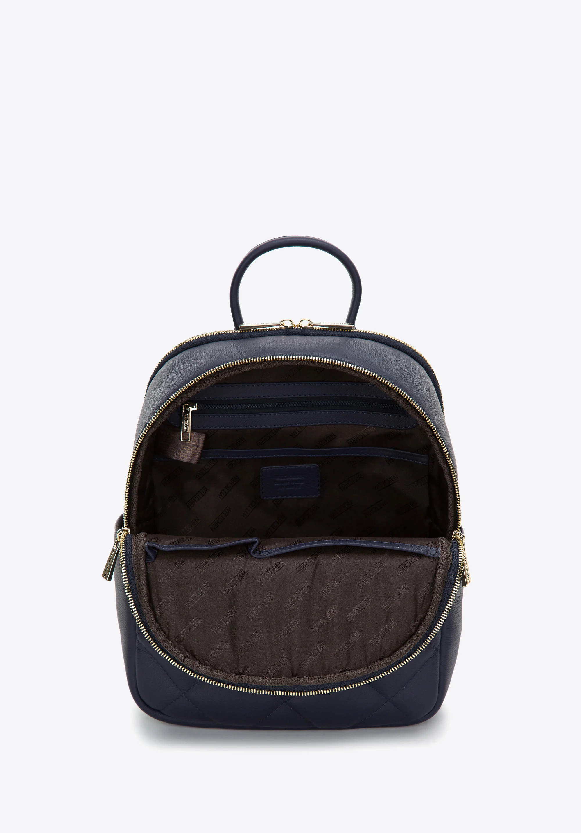 Damski plecak z pikowanej skóry dwukomorowy