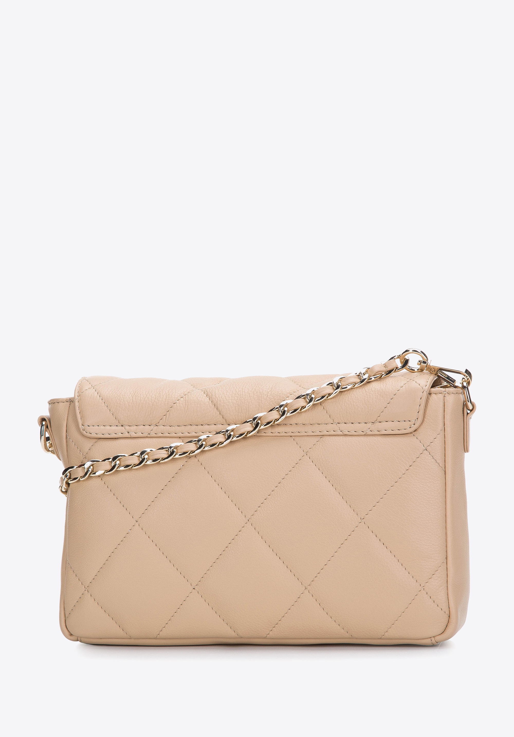 Damska listonoszka z pikowanej skóry na łańcuszku