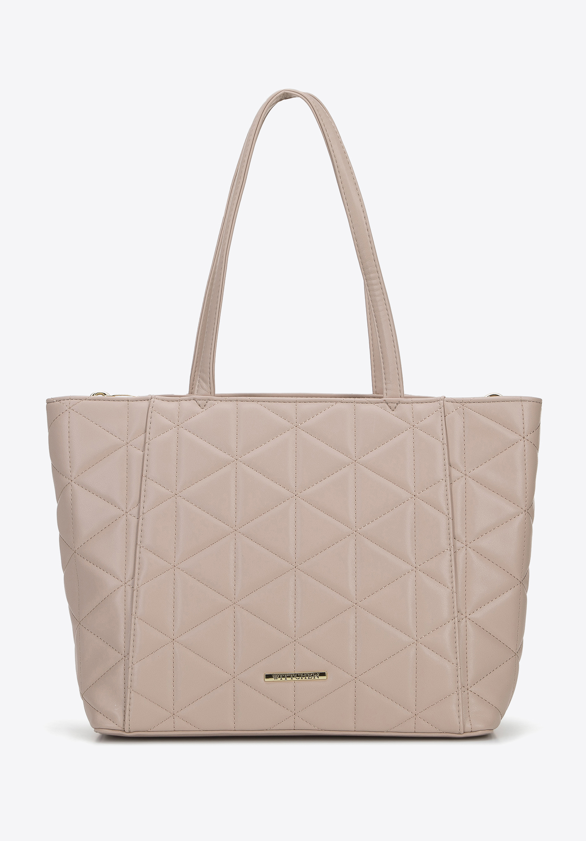 Torebka shopperka z ekoskóry pikowanej w trójkąty