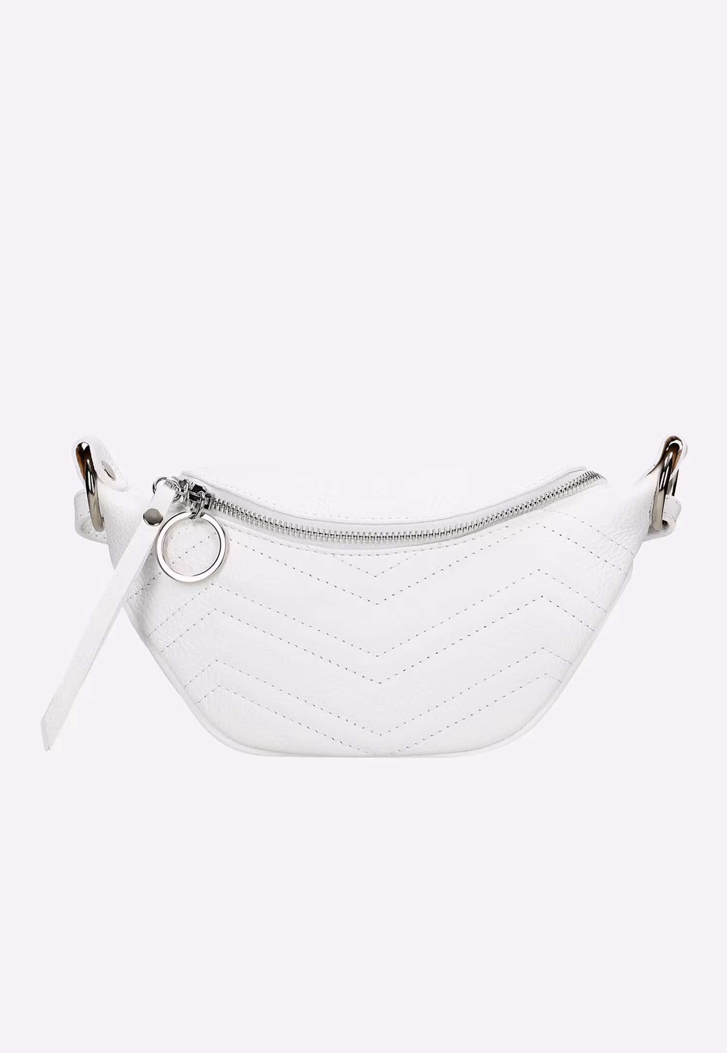 Biała saszetka damska z ozdobnym pikowaniem