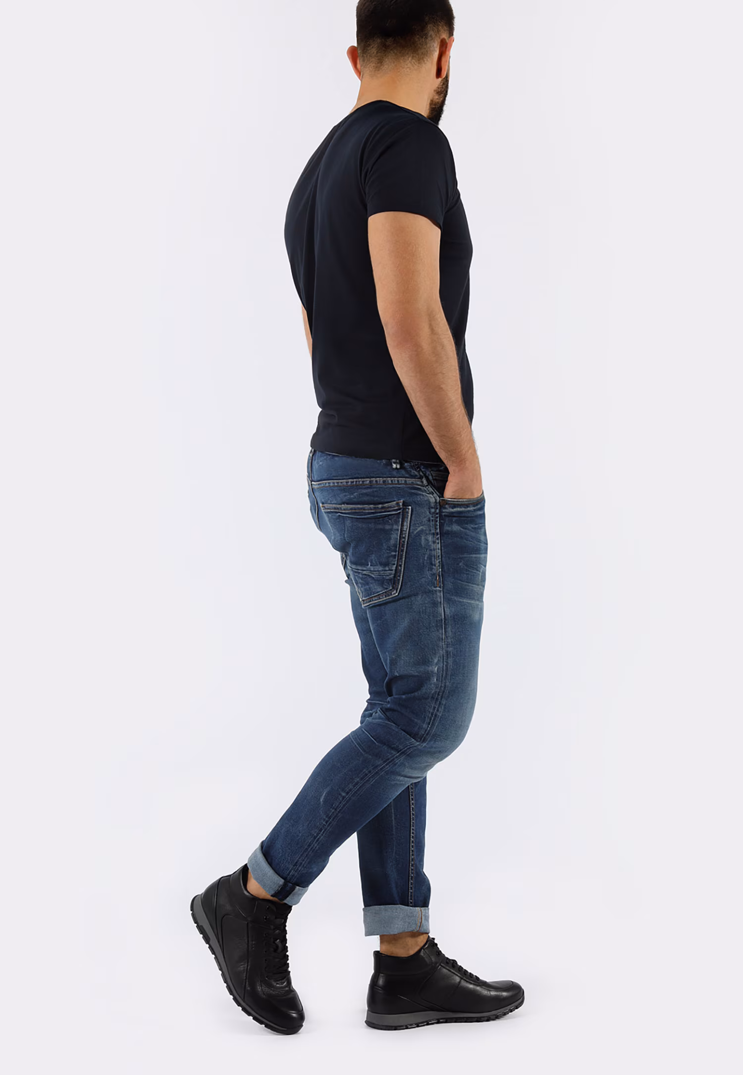 Jasnobrązowe skórzane trzewiki męskie typu sneakersy