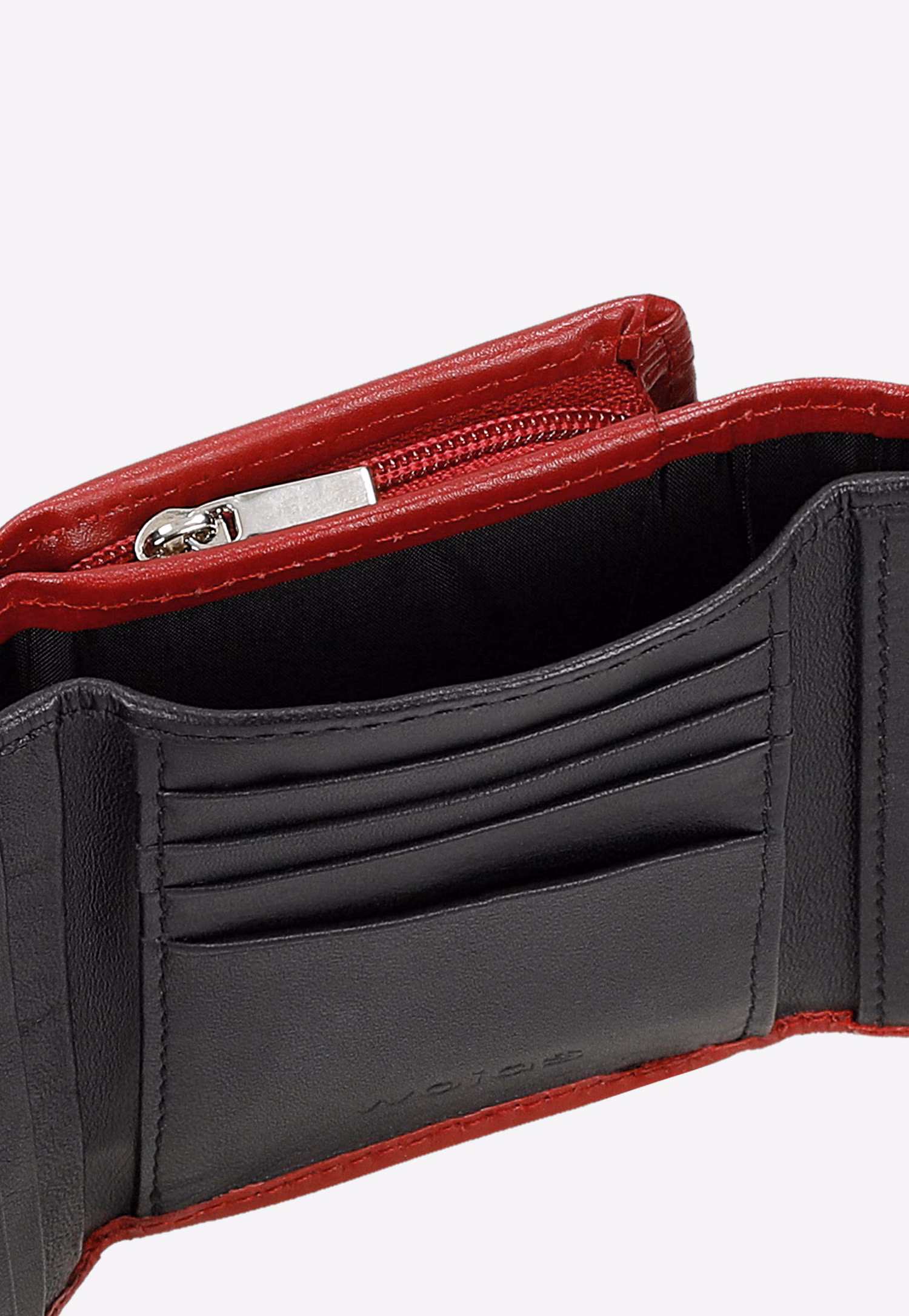 Portfel czerwony skórzany z ochroną RFID