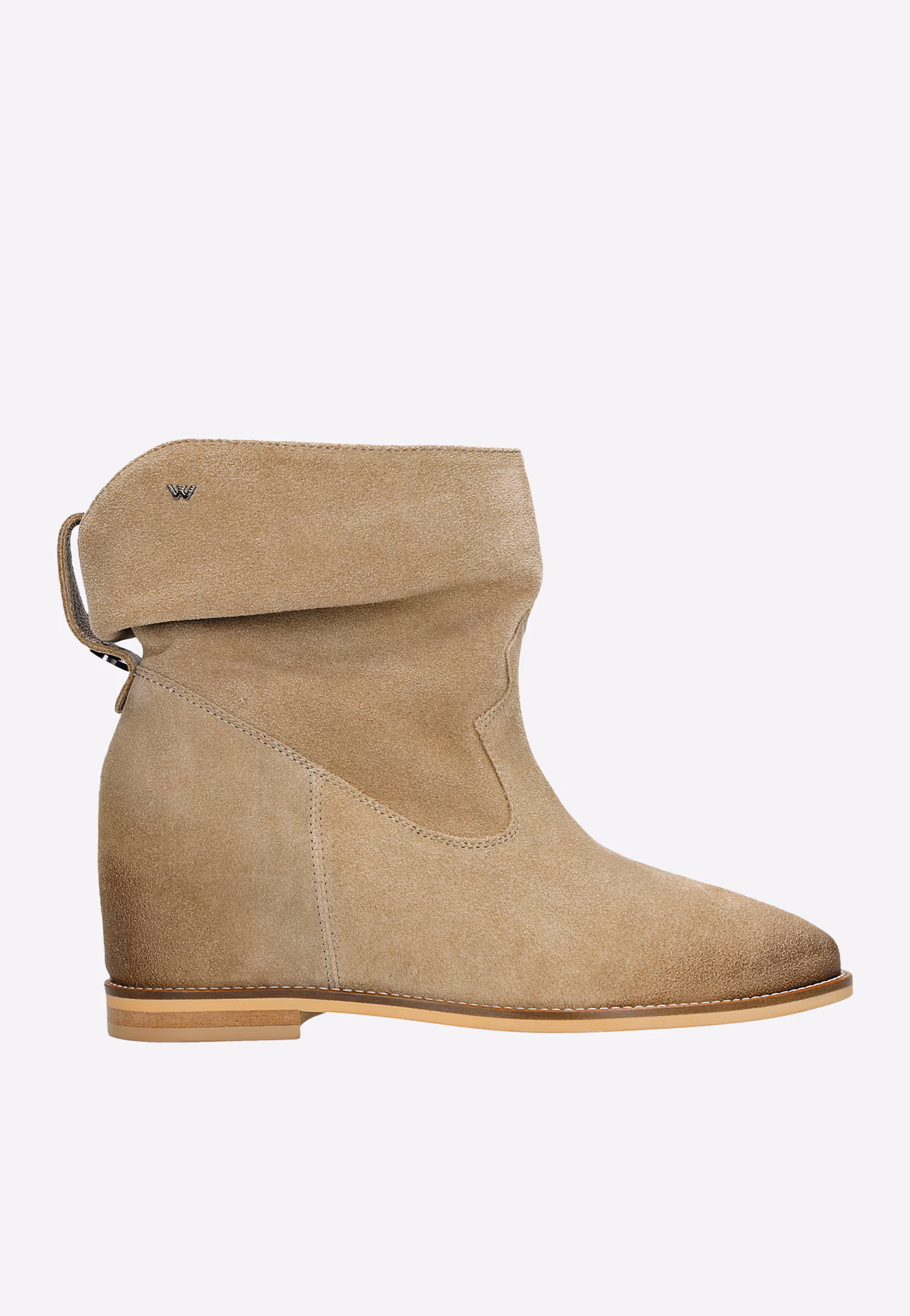 Beżowe botki damskie z ukrytą koturną