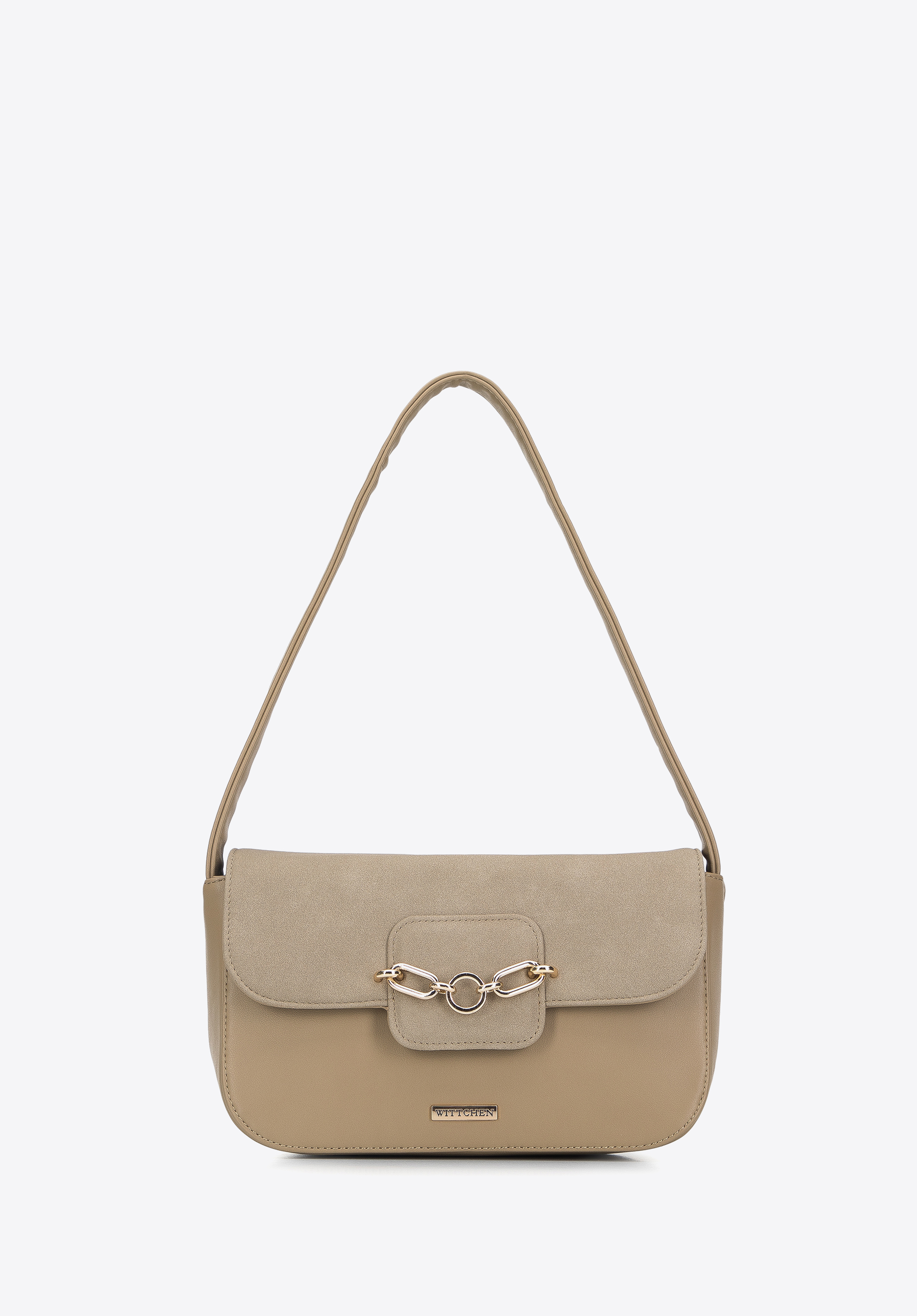 Damska torebka z ekoskóry o dwóch fakturach i łańcuchem