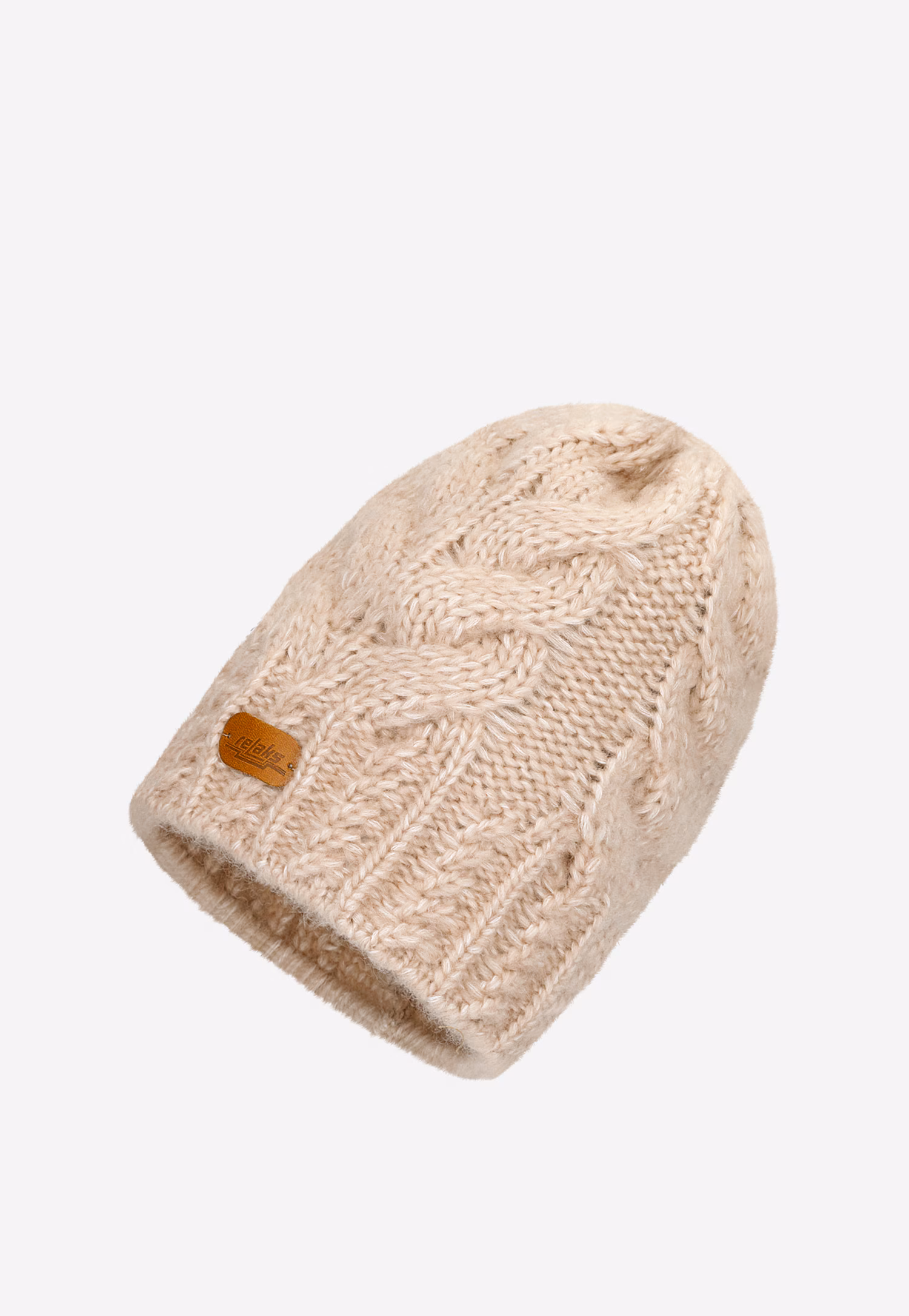 Beżowy komplet czapka + szalik z wełny merino