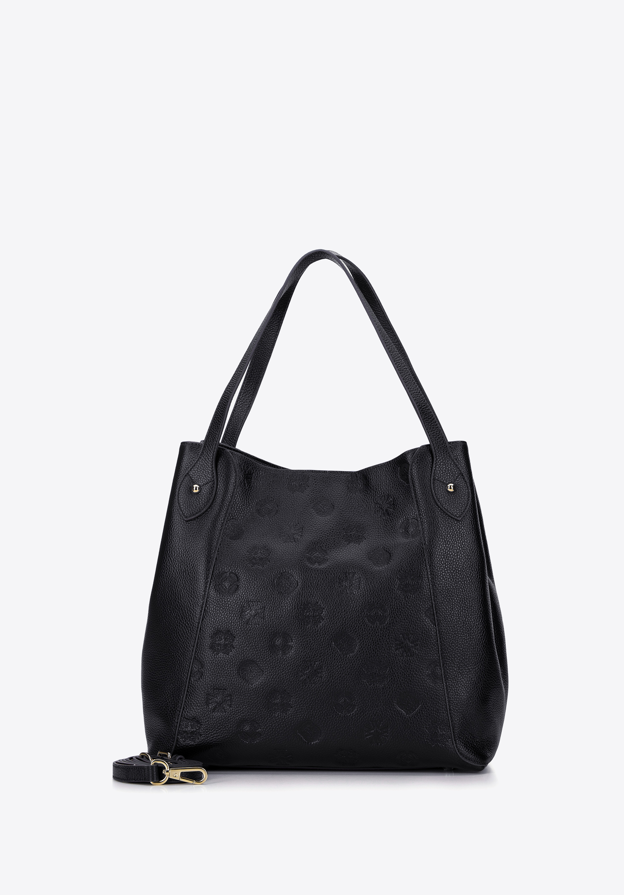 Torebka worek ze skóry w monogram z chwostem