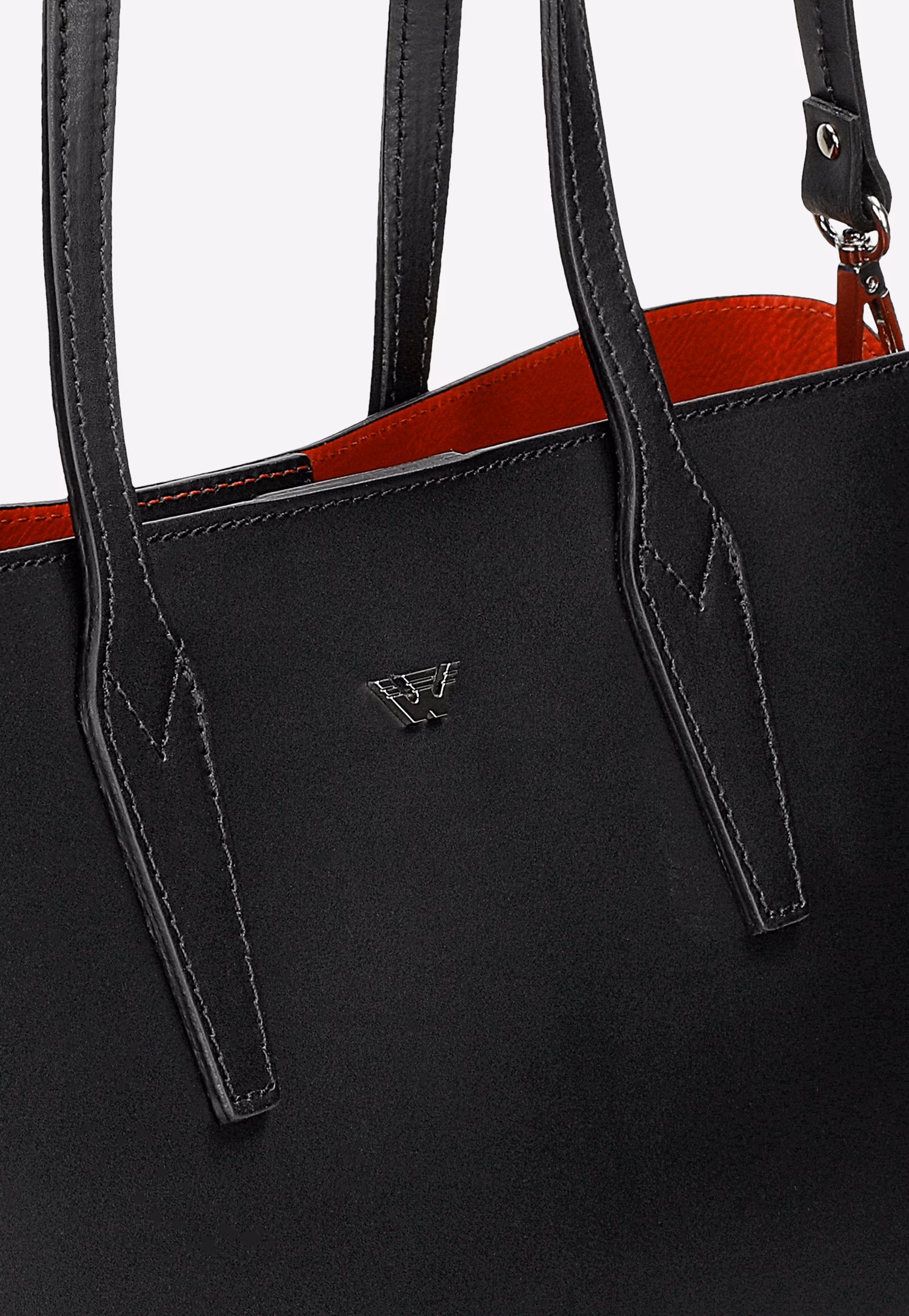 Duża shopperka skórzana z czerwonym wnętrzem