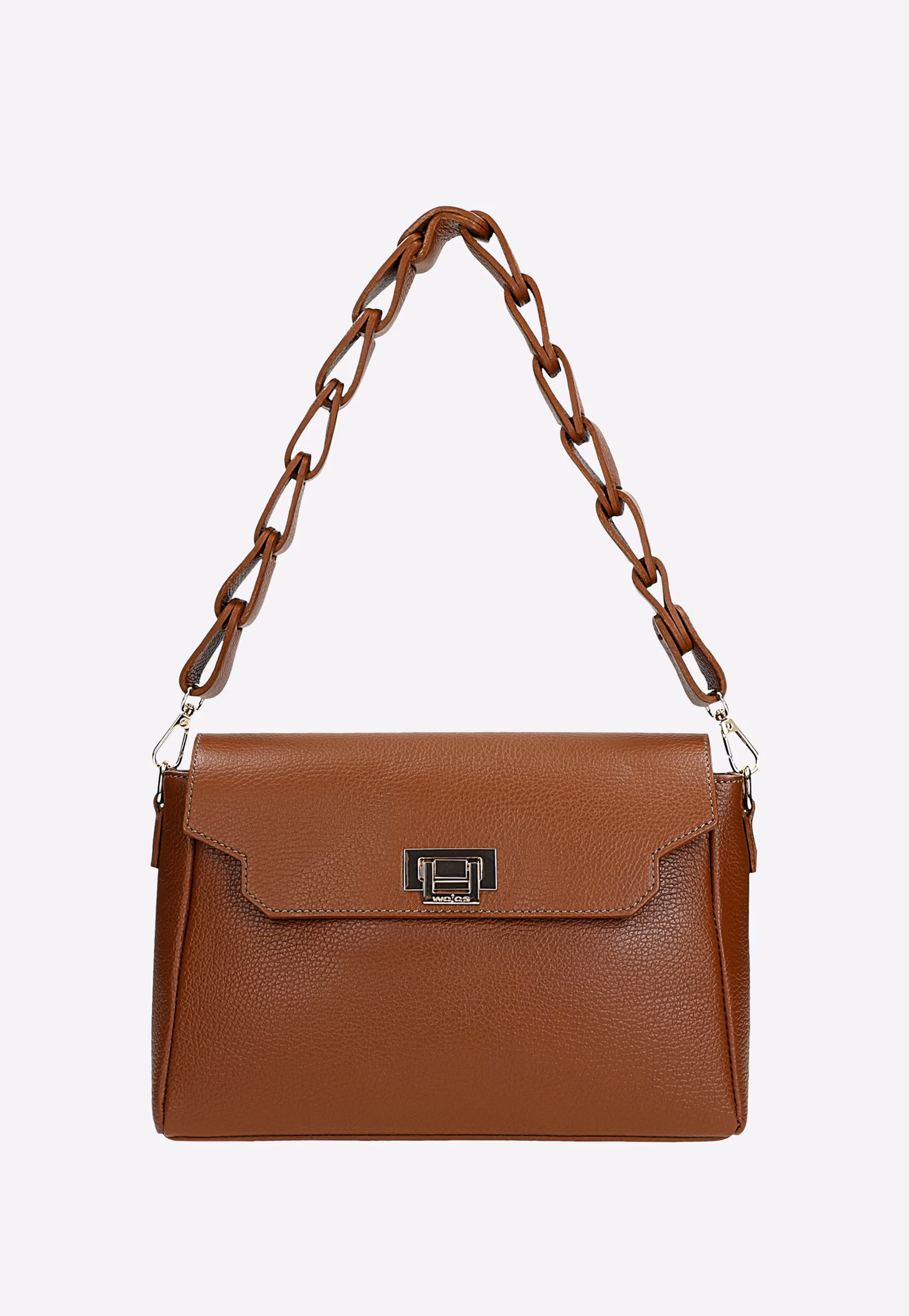 Mała brązowa torebka damska z gładkiej skóry licowej