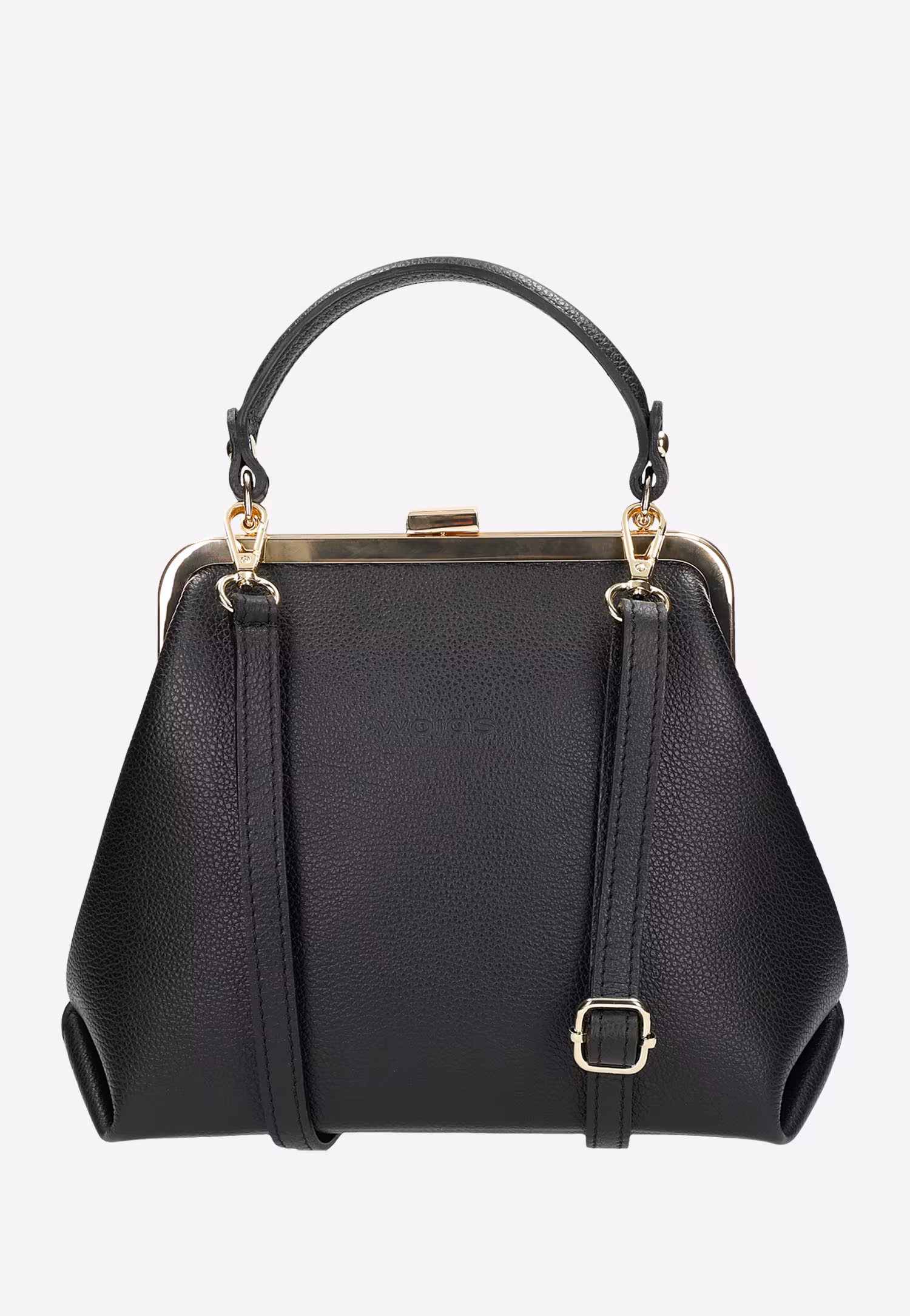 Beżowa skórzana torebka frame bag