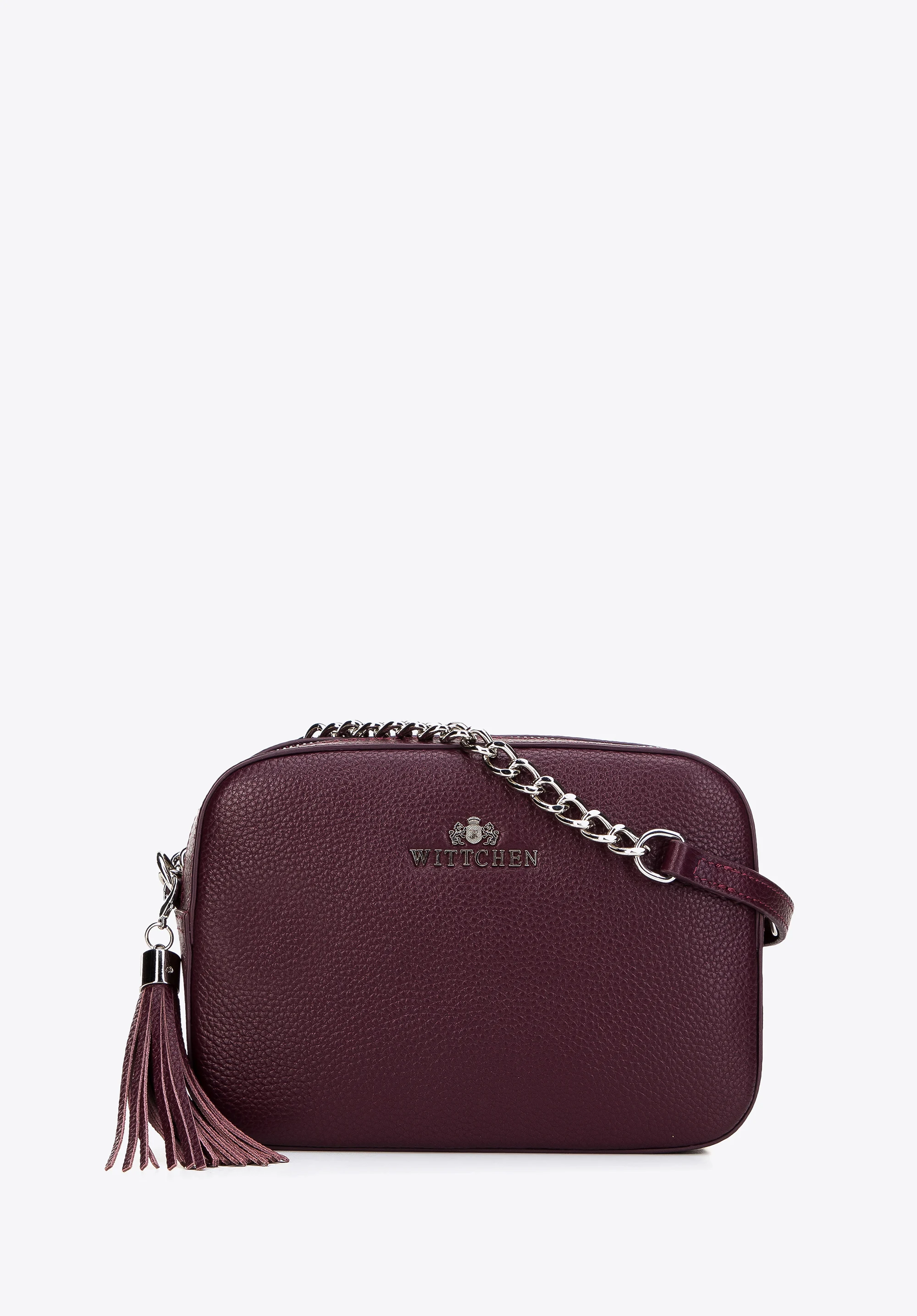 Damska listonoszka skórzana pudełkowa na łańcuszku