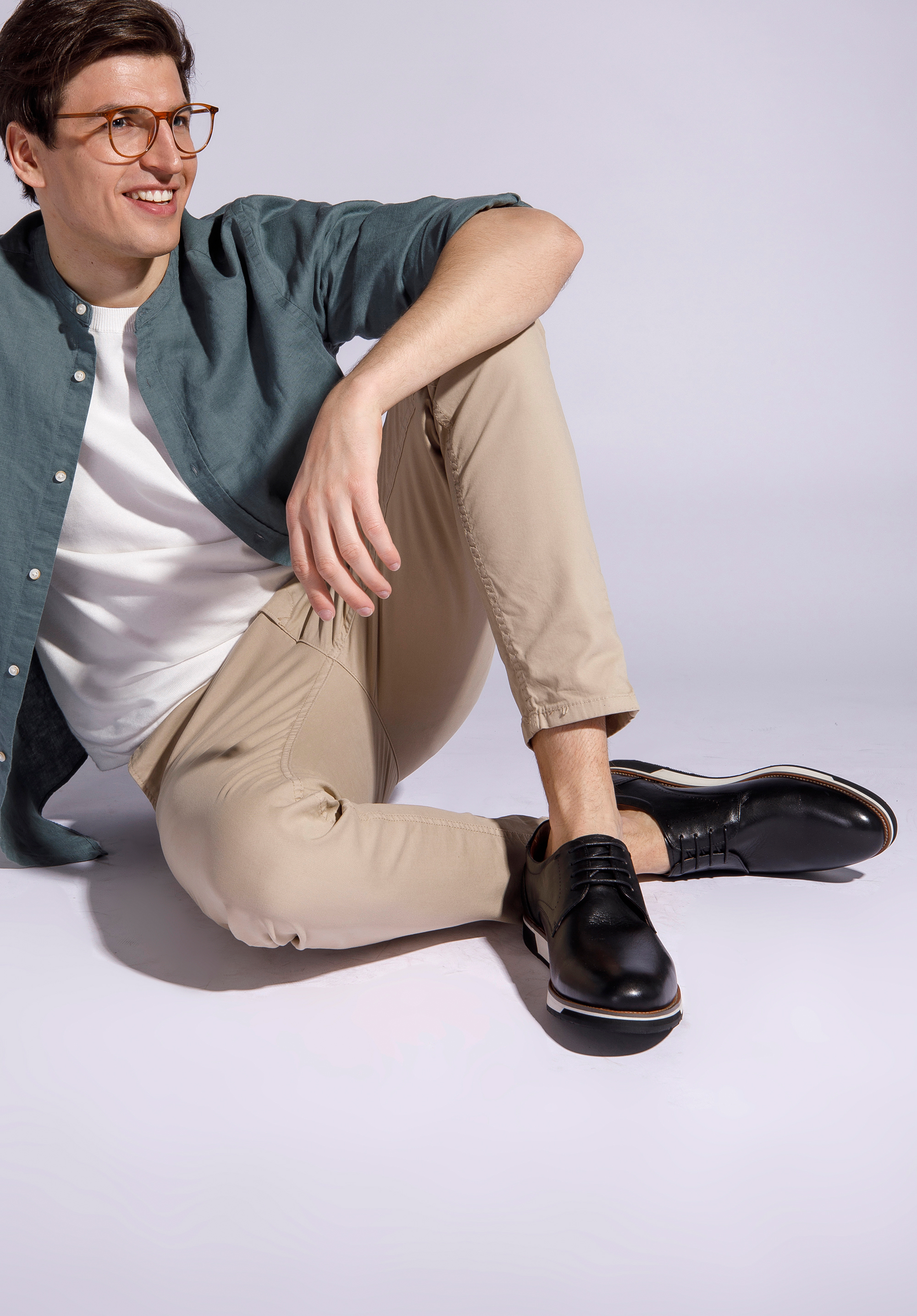 Męskie półbuty skórzane na sportowej podeszwie