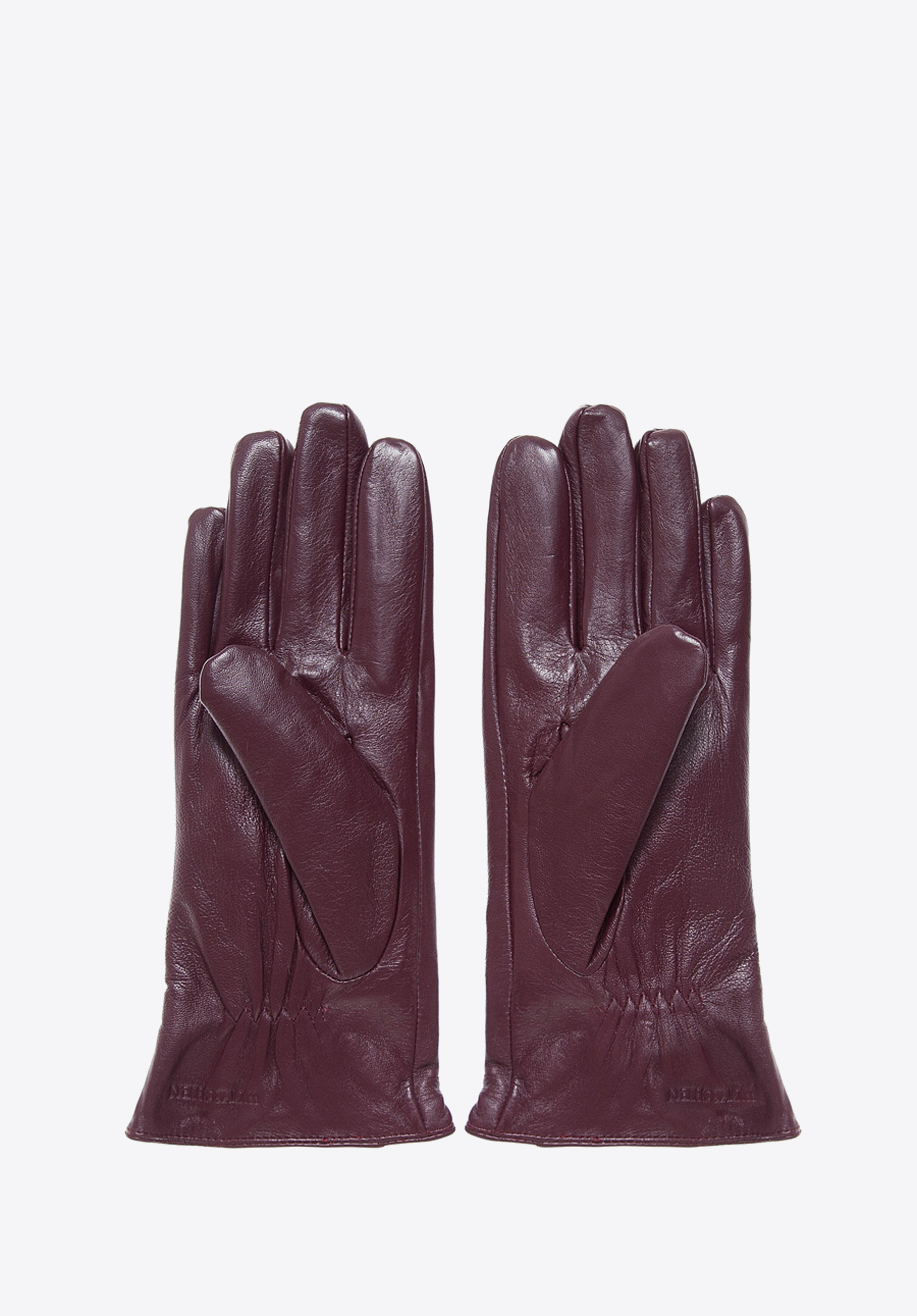 Damskie rękawiczki skórzane z kokardką