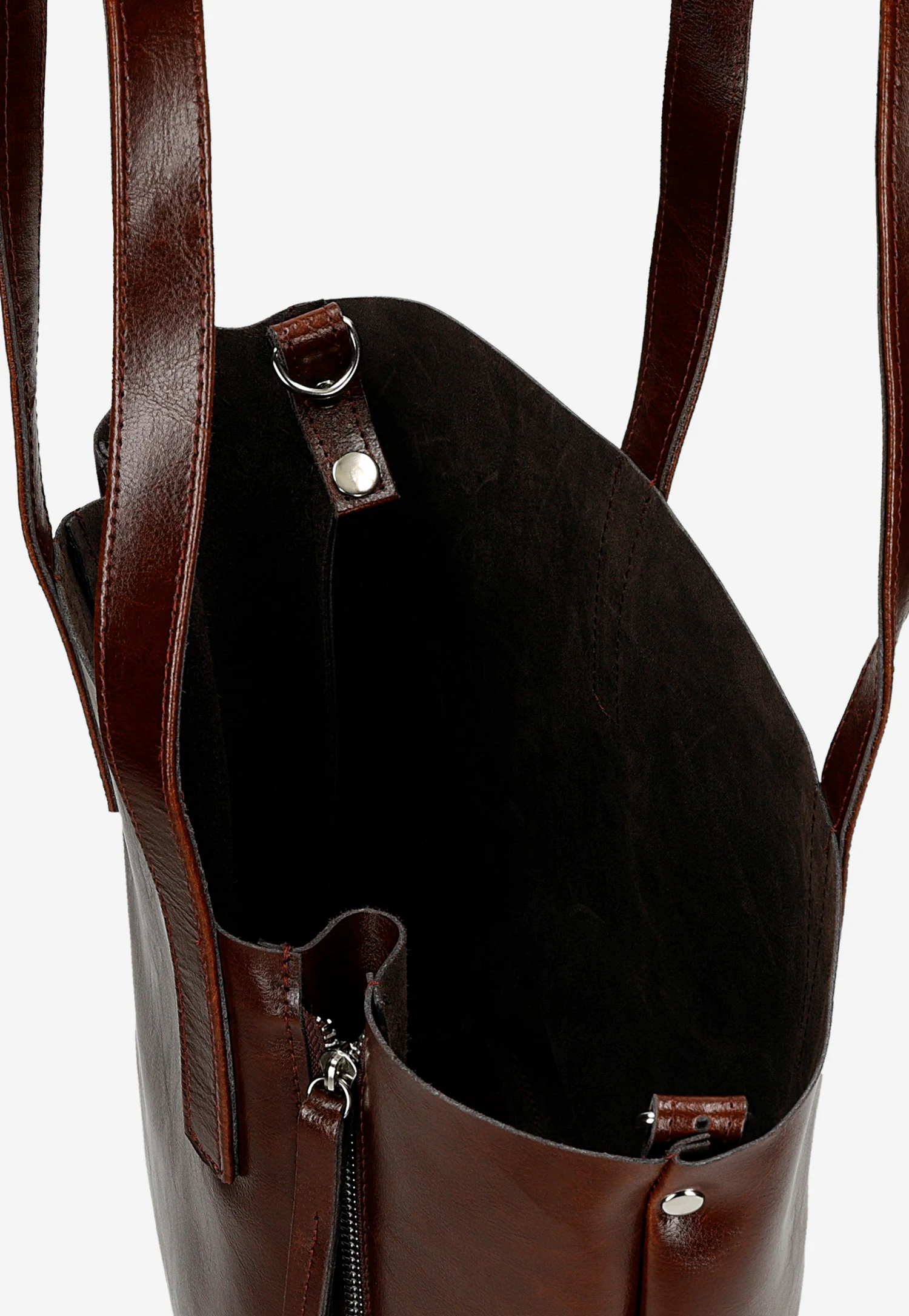 Skórzana bordowa shopperka damska