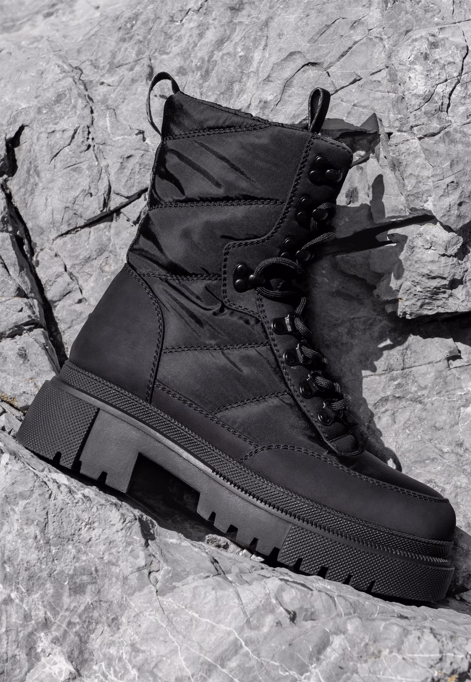 RELAKS czarne Śniegowce damskie typu trzewiki