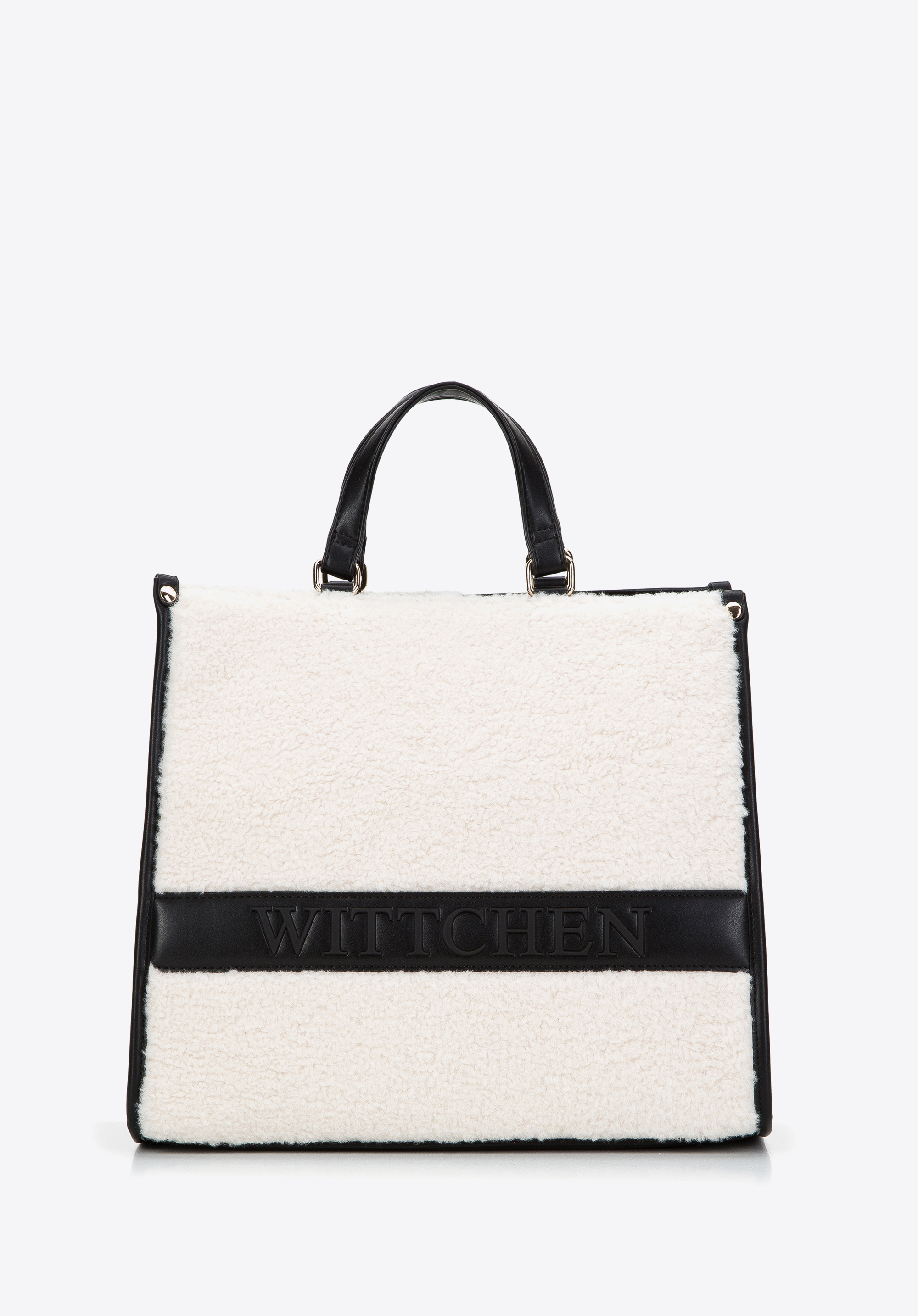 Torebka kuferek ze wstawkami ze sztucznego futerka