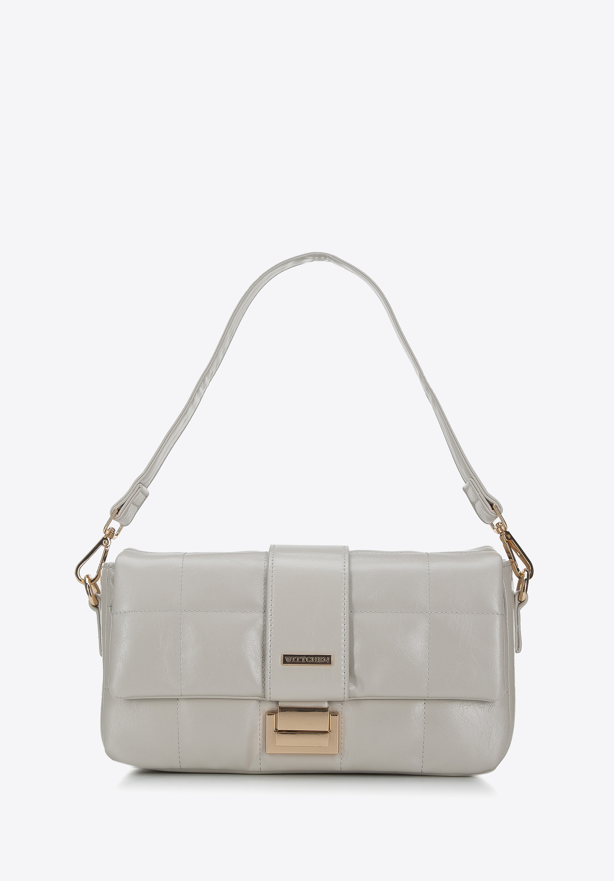 Damska torebka z błyszczącej pikowanej ekoskóry