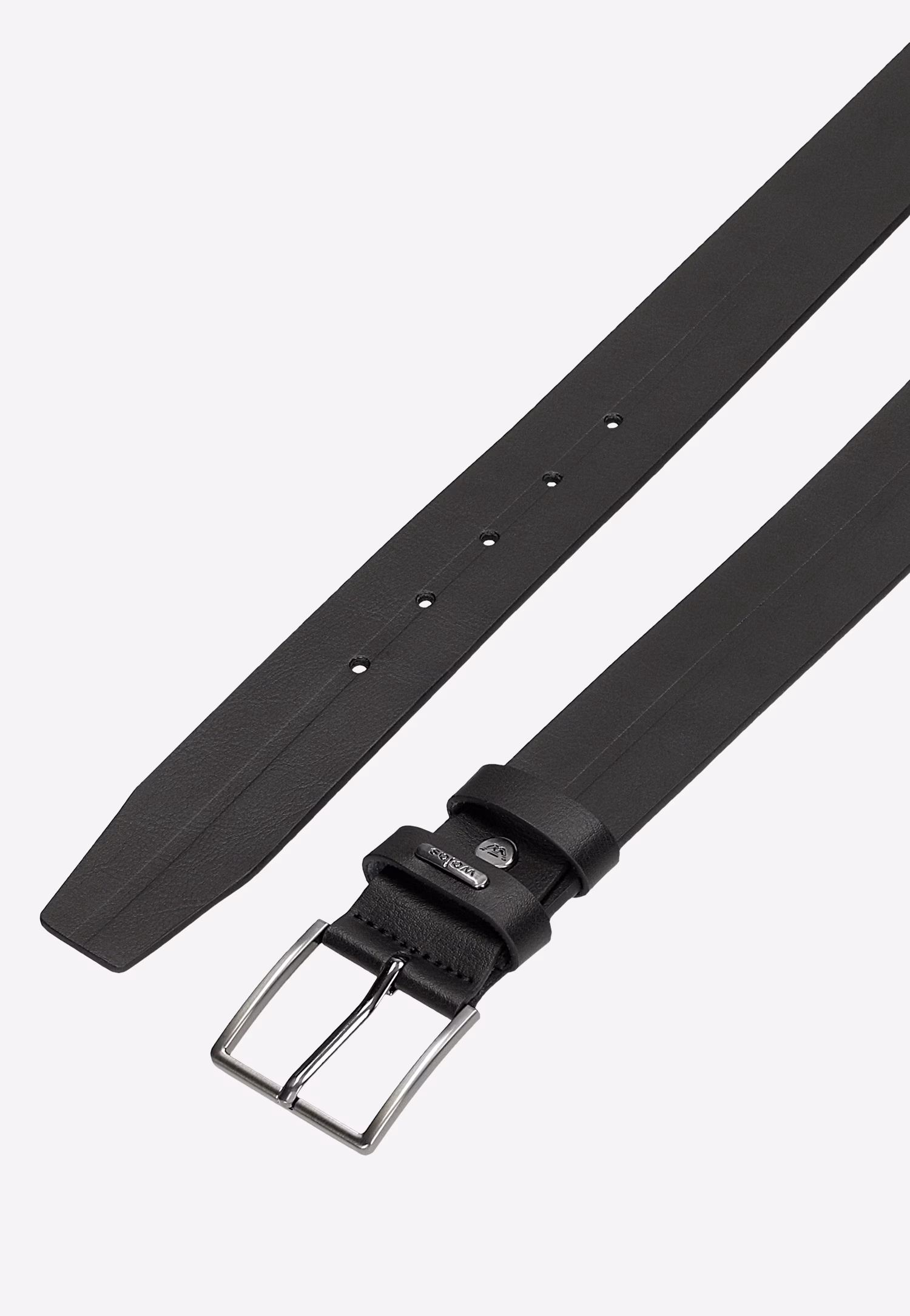 Czarny skórzany pasek męski z tłoczeniem