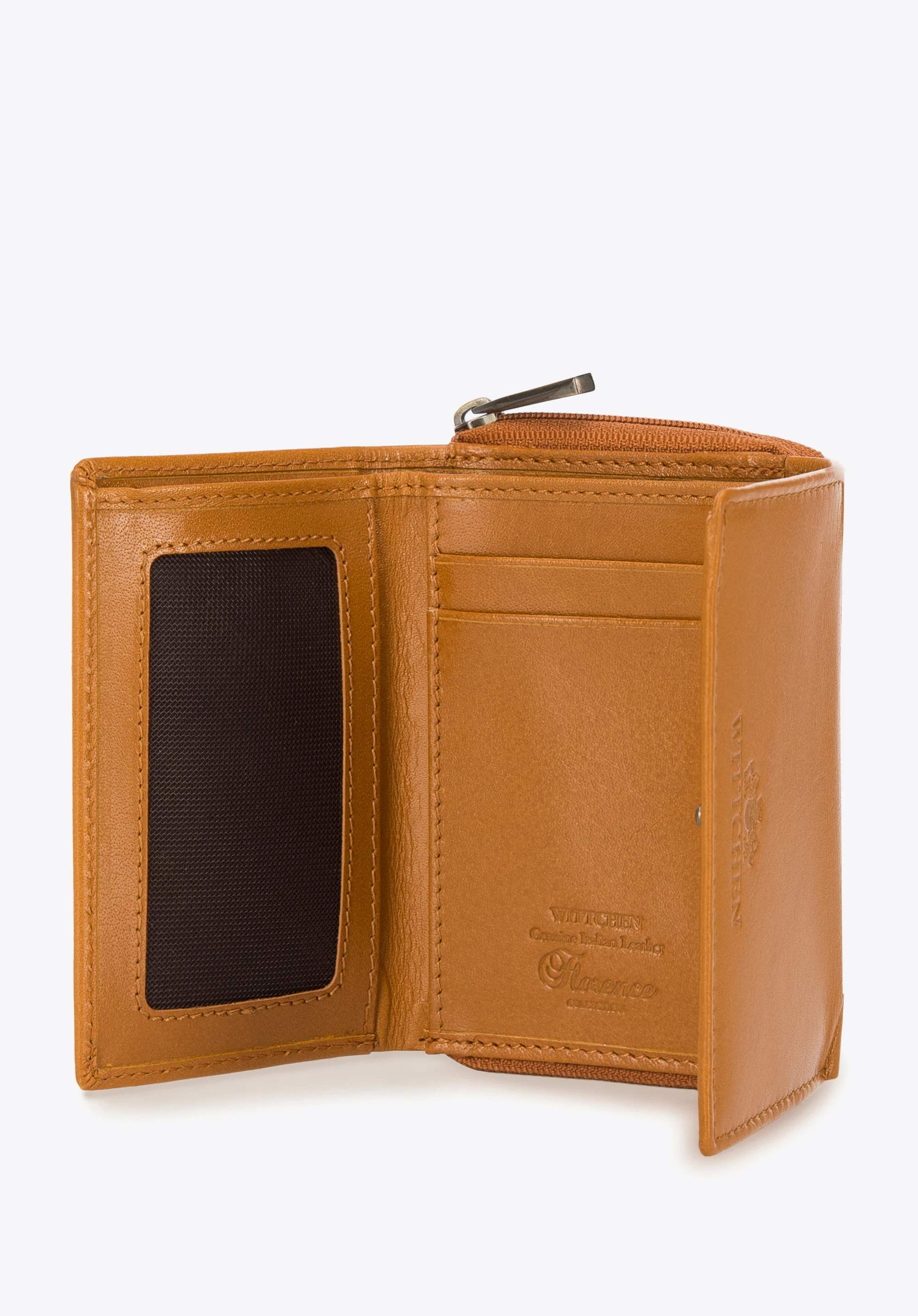 Damski portfel z gładkiej skóry dwustronny mały