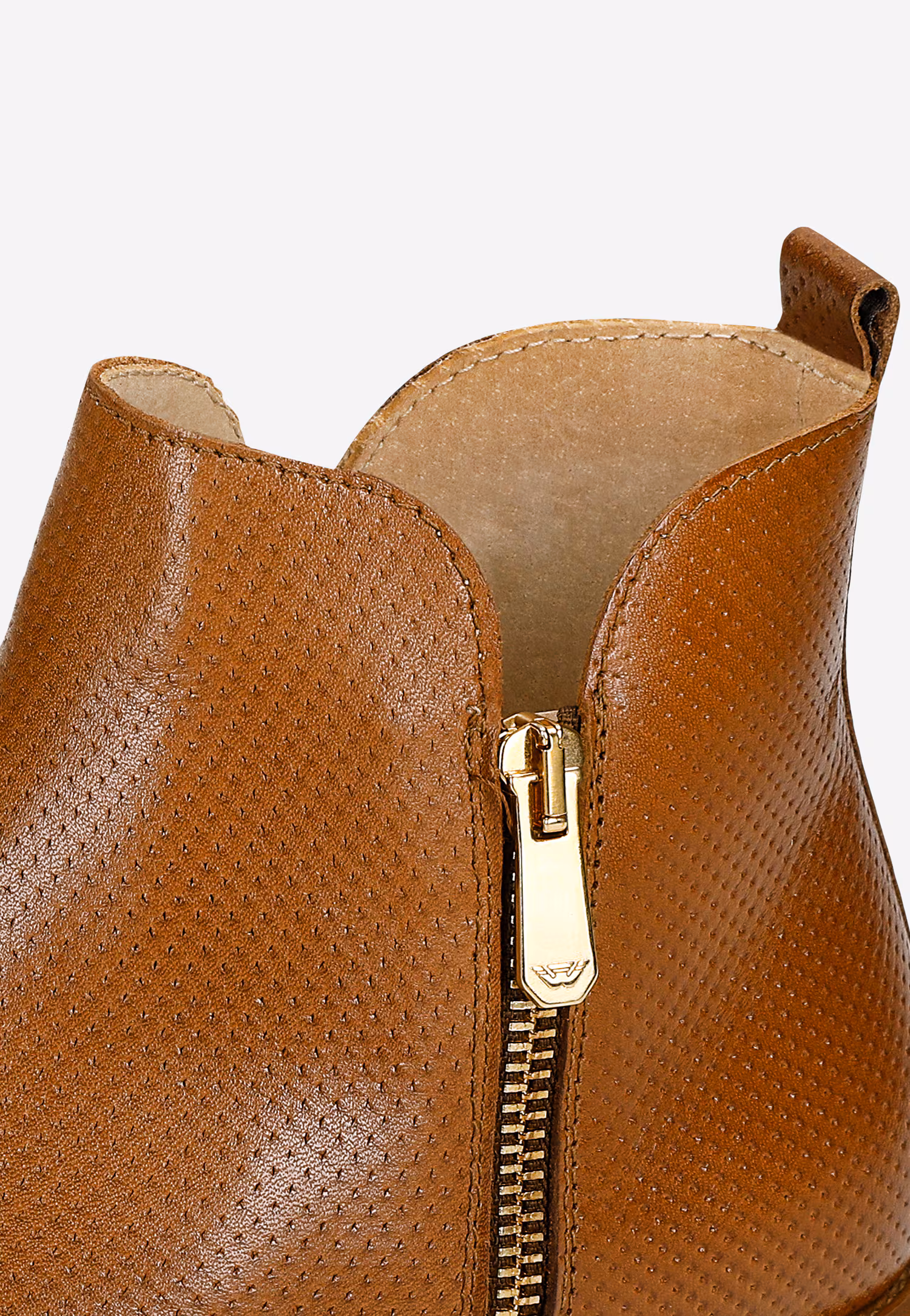 Brązowe skórzane botki damskie zapinane na zamek