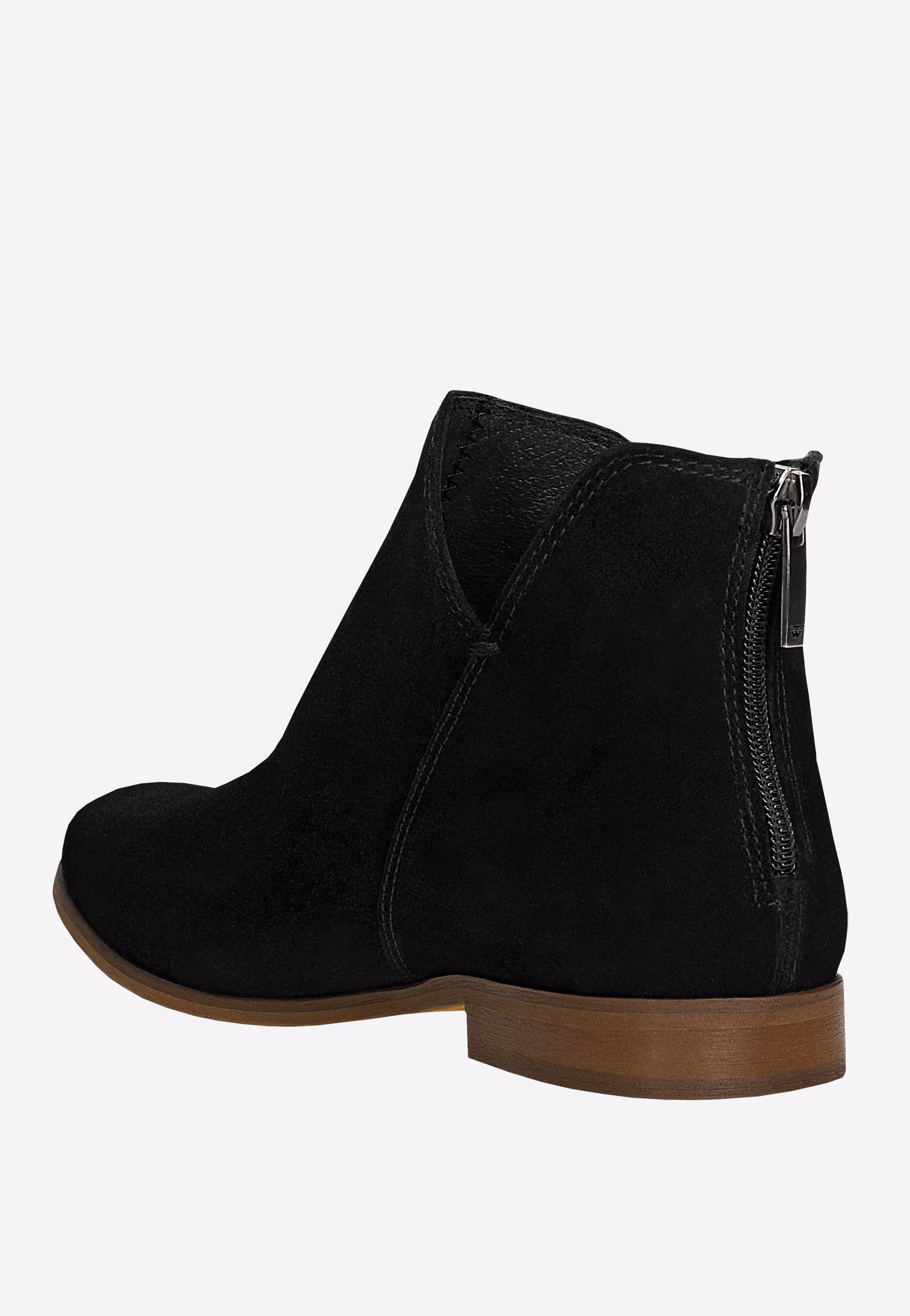 Ciemnobeżowe botki damskie z dwoiny welurowej