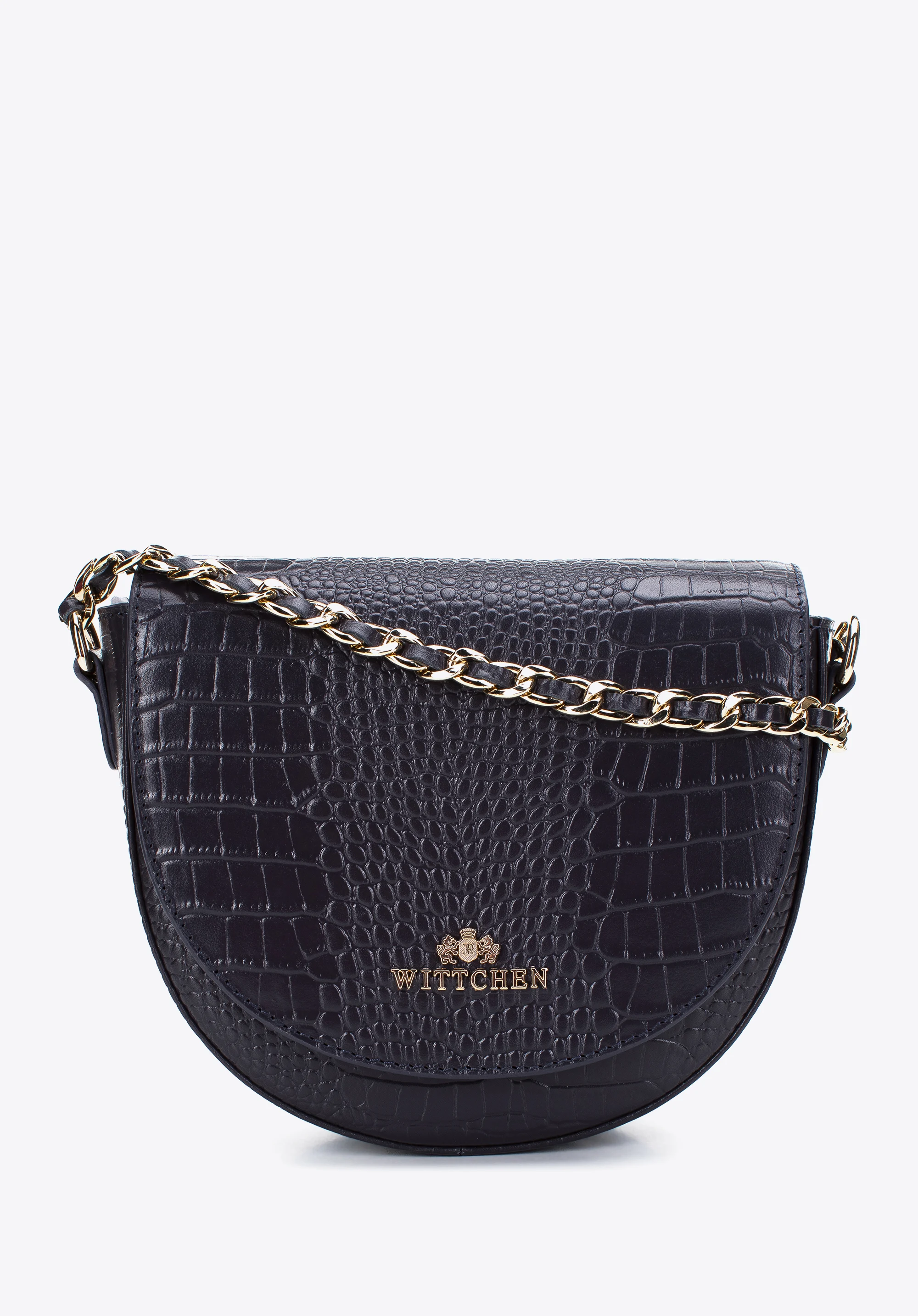 Damska listonoszka skórzana croco na łańcuszku