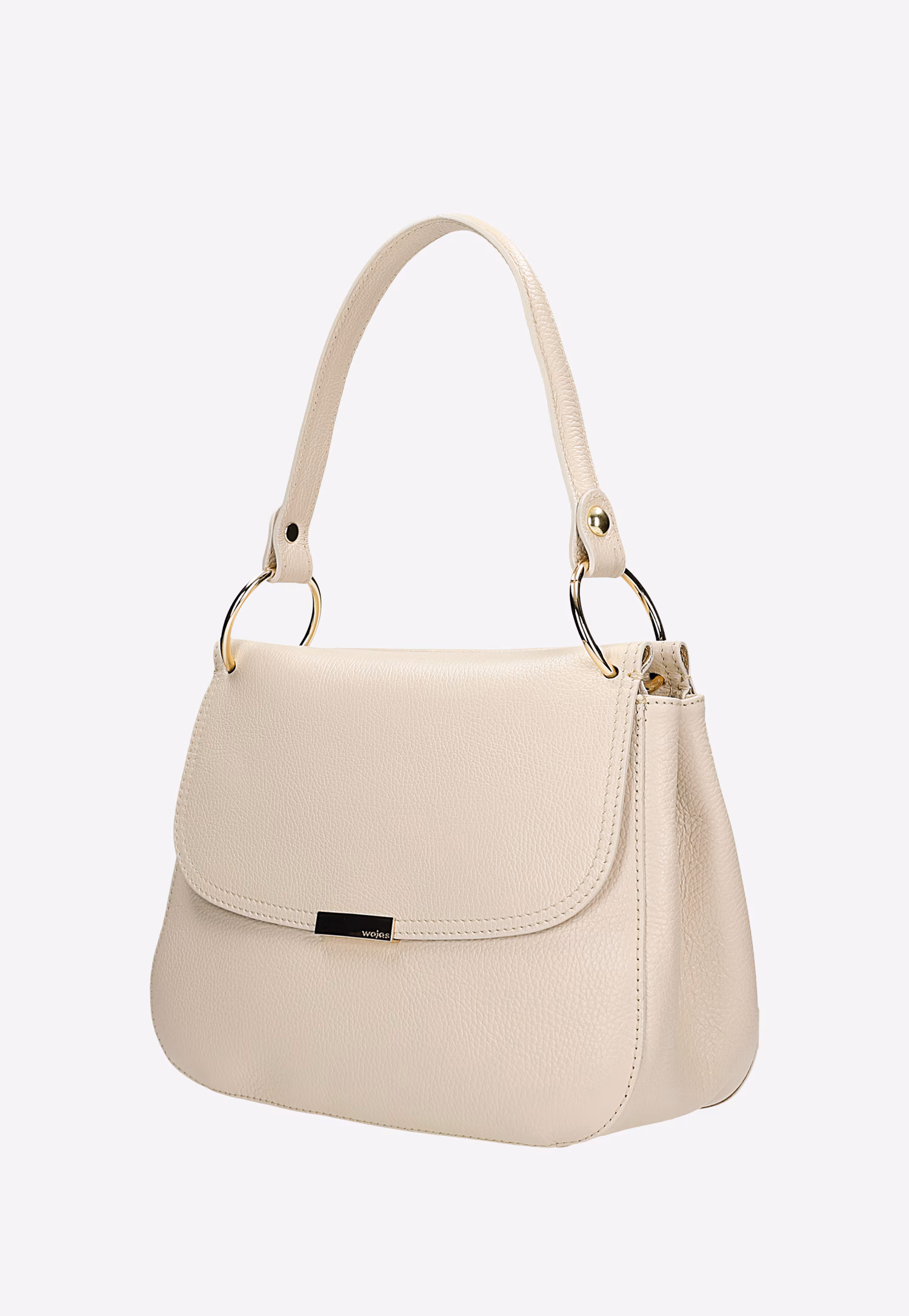 Jasnobeżowa skórzana torebka damska