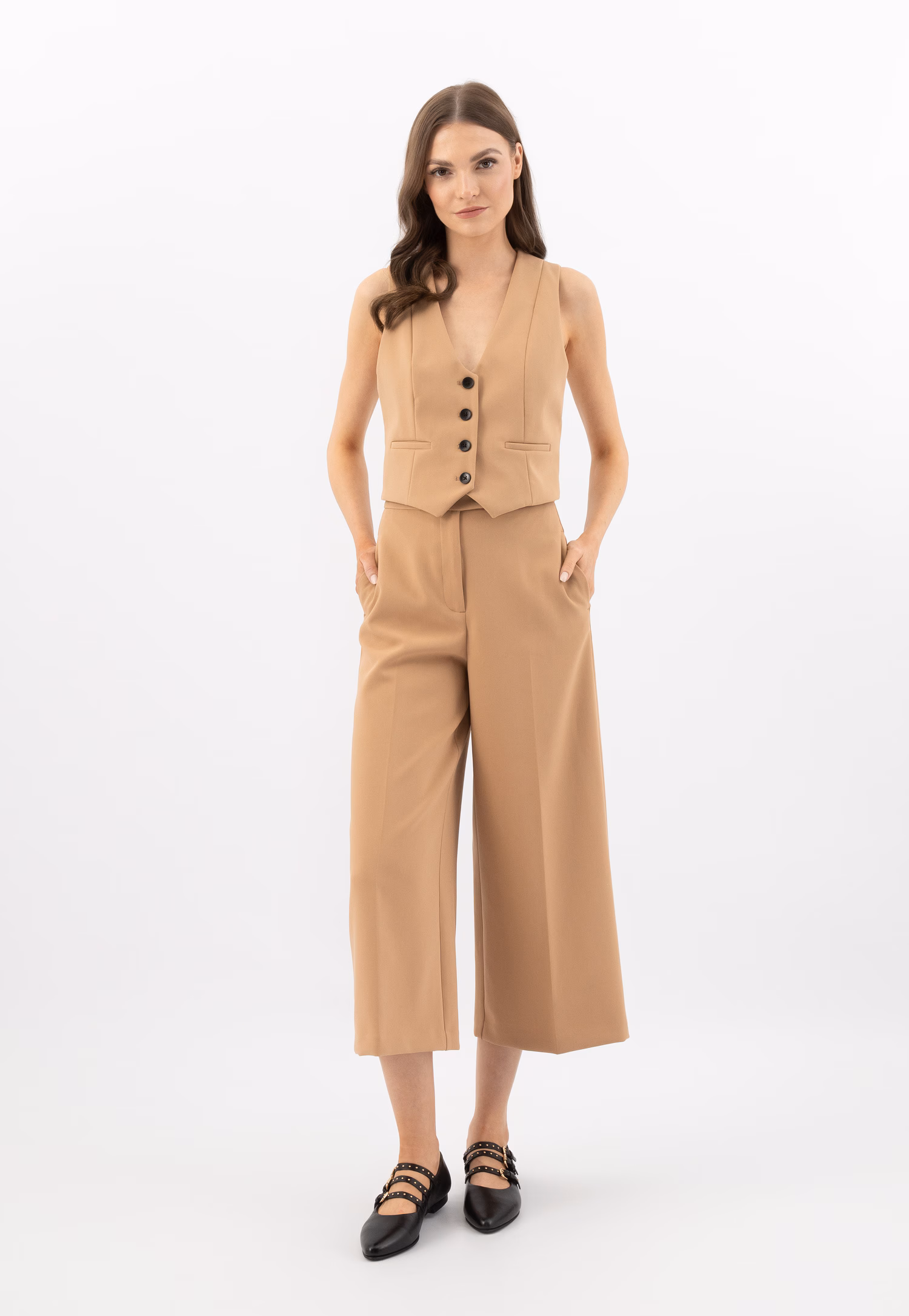 Baleriny damskie w stylu Mary Jane z trzema paskami