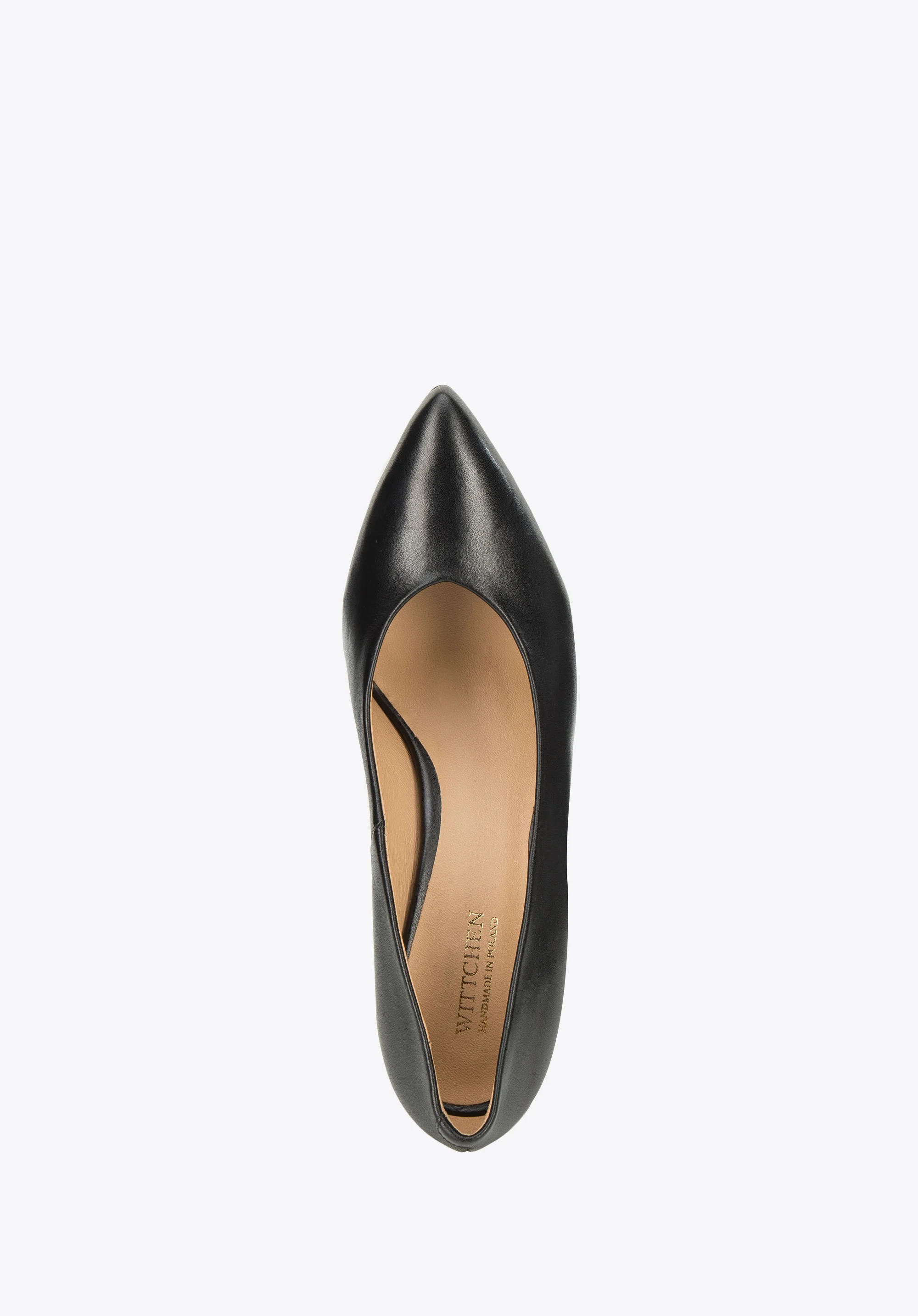 Damskie czółenka ze skóry z wycięciem na słupku