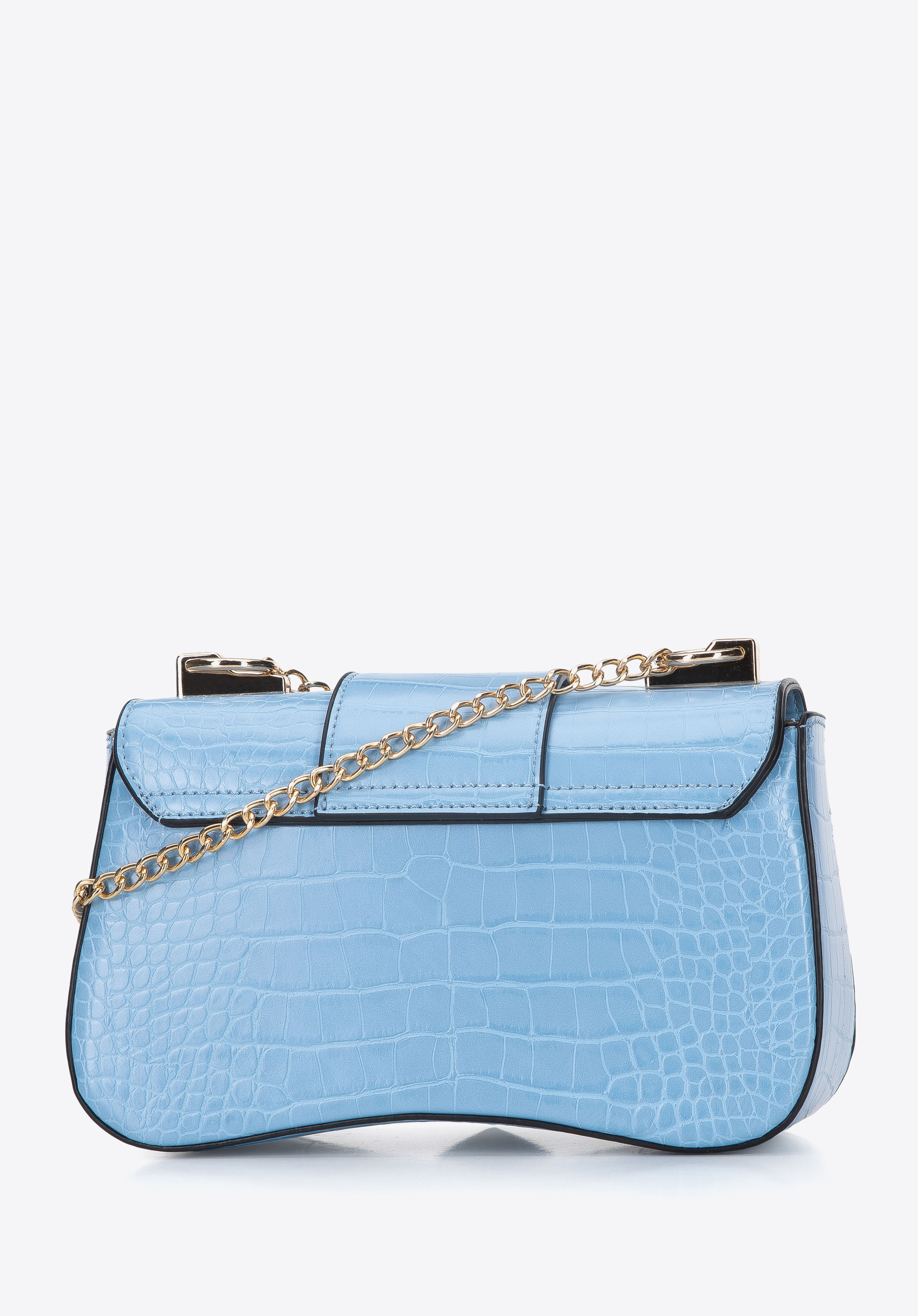 Damska listonoszka z ekoskóry croco na łańcuszku