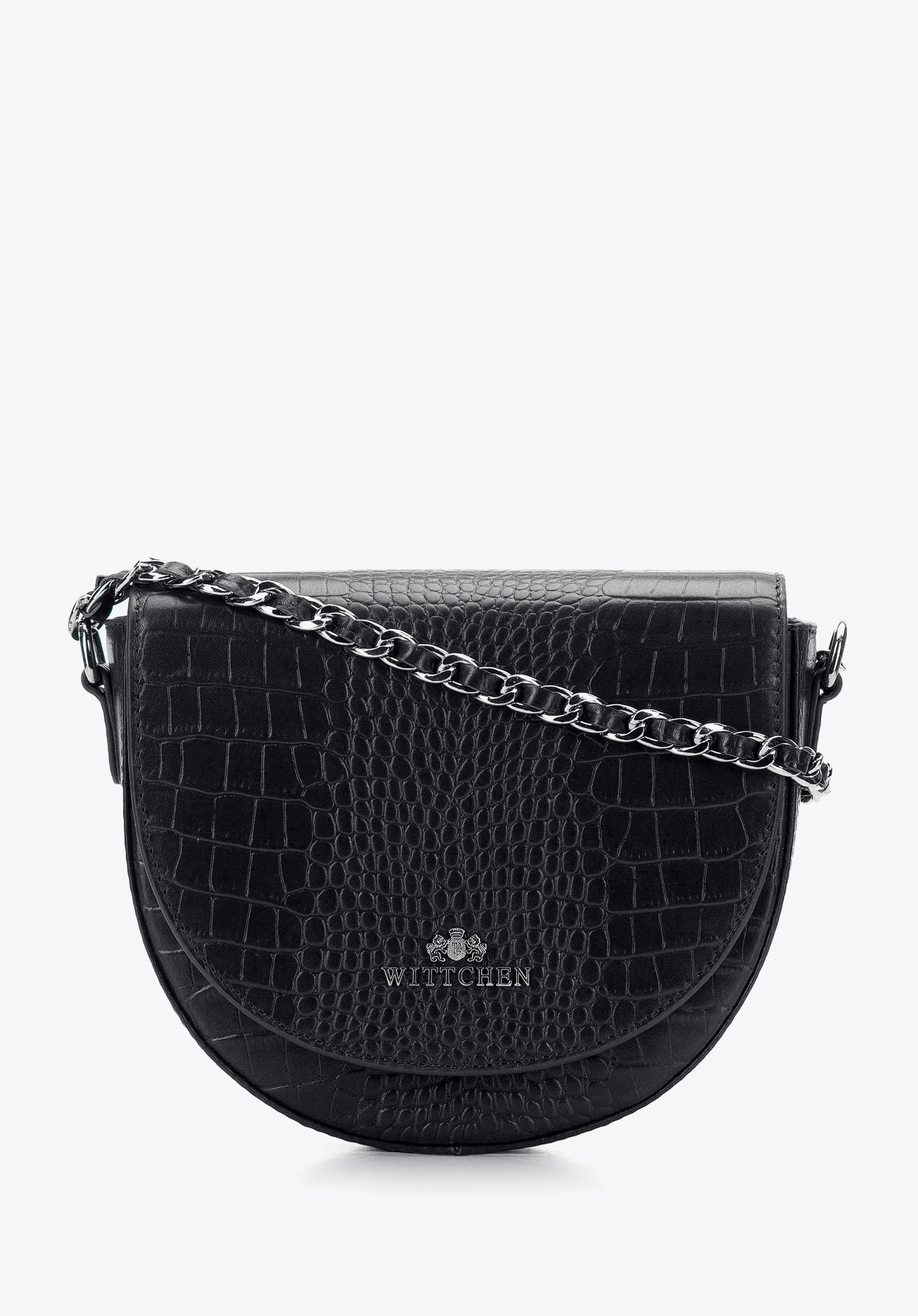 Damska listonoszka skórzana croco na łańcuszku