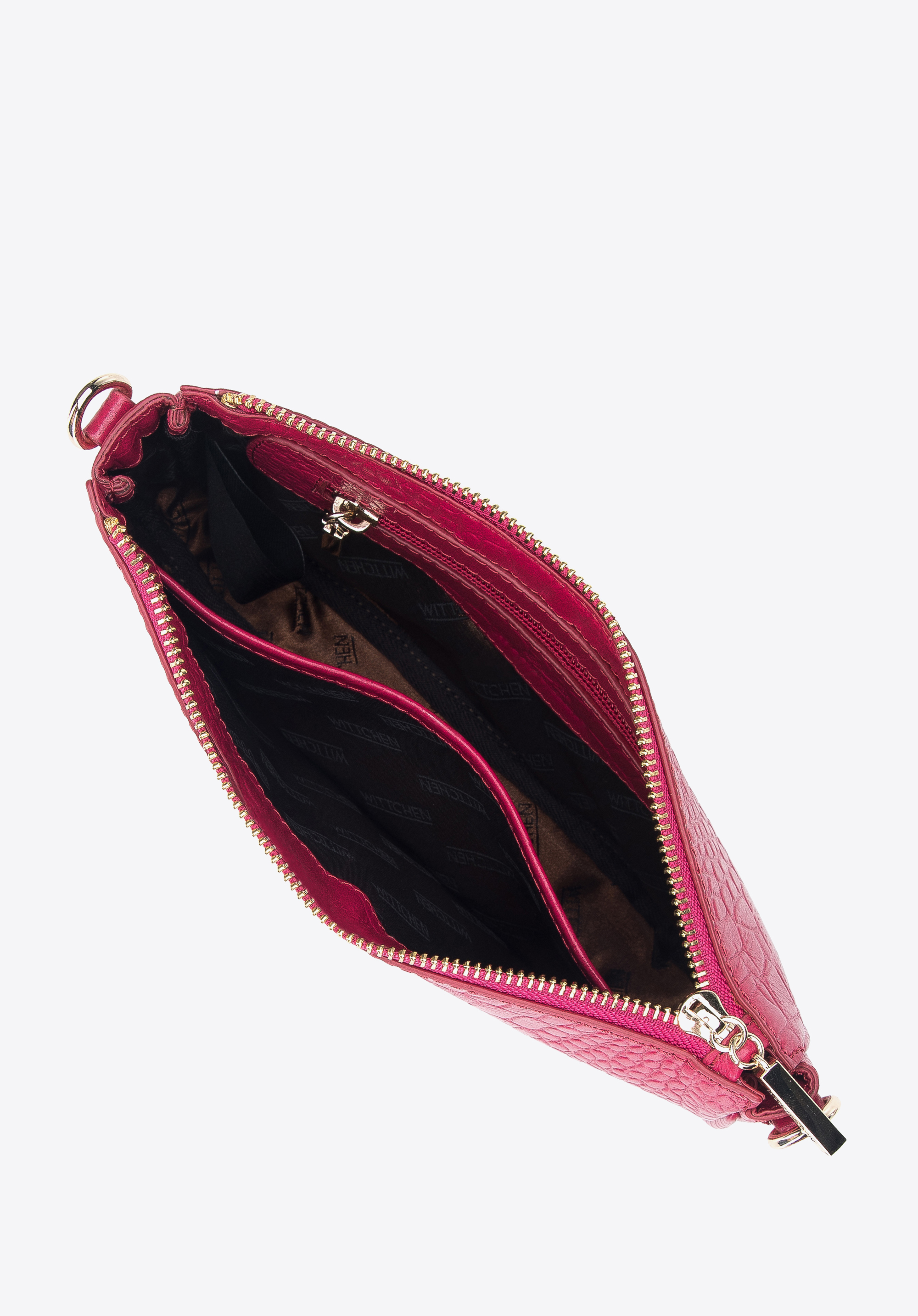 Damska torebka ze skóry o fakturze croco podwójna z etui