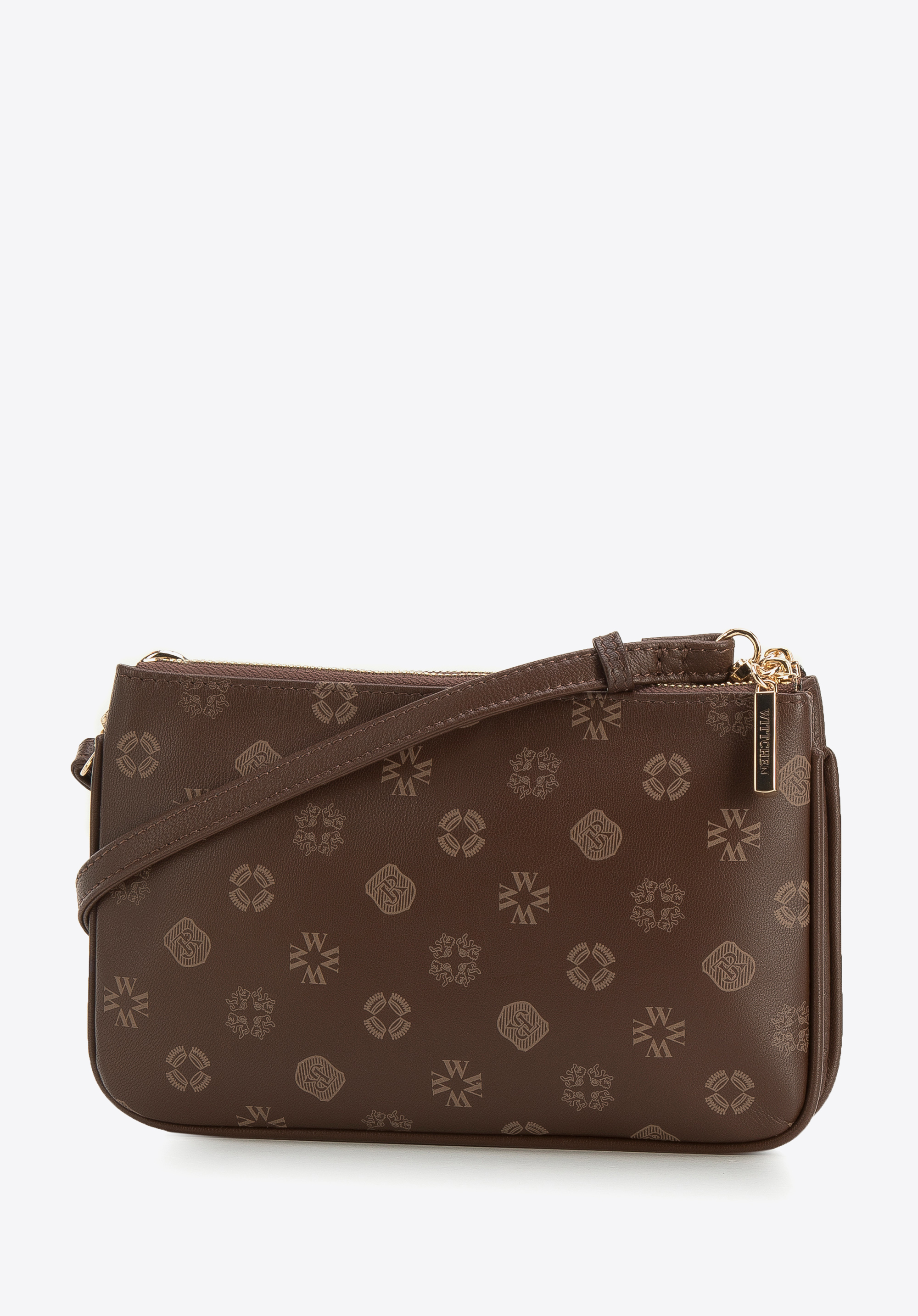 Damska minitorebka ze skóry w monogram dwukomorowa