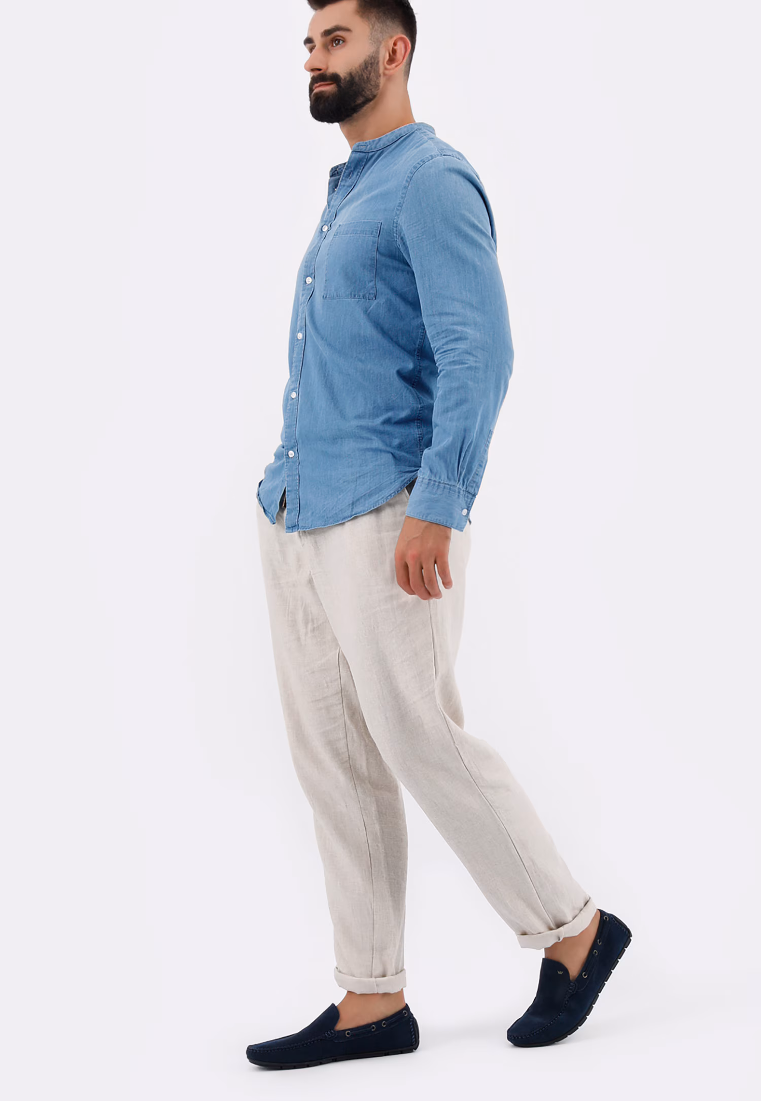 Niebieskie półbuty typu mokasyny z dwoiny welurowej