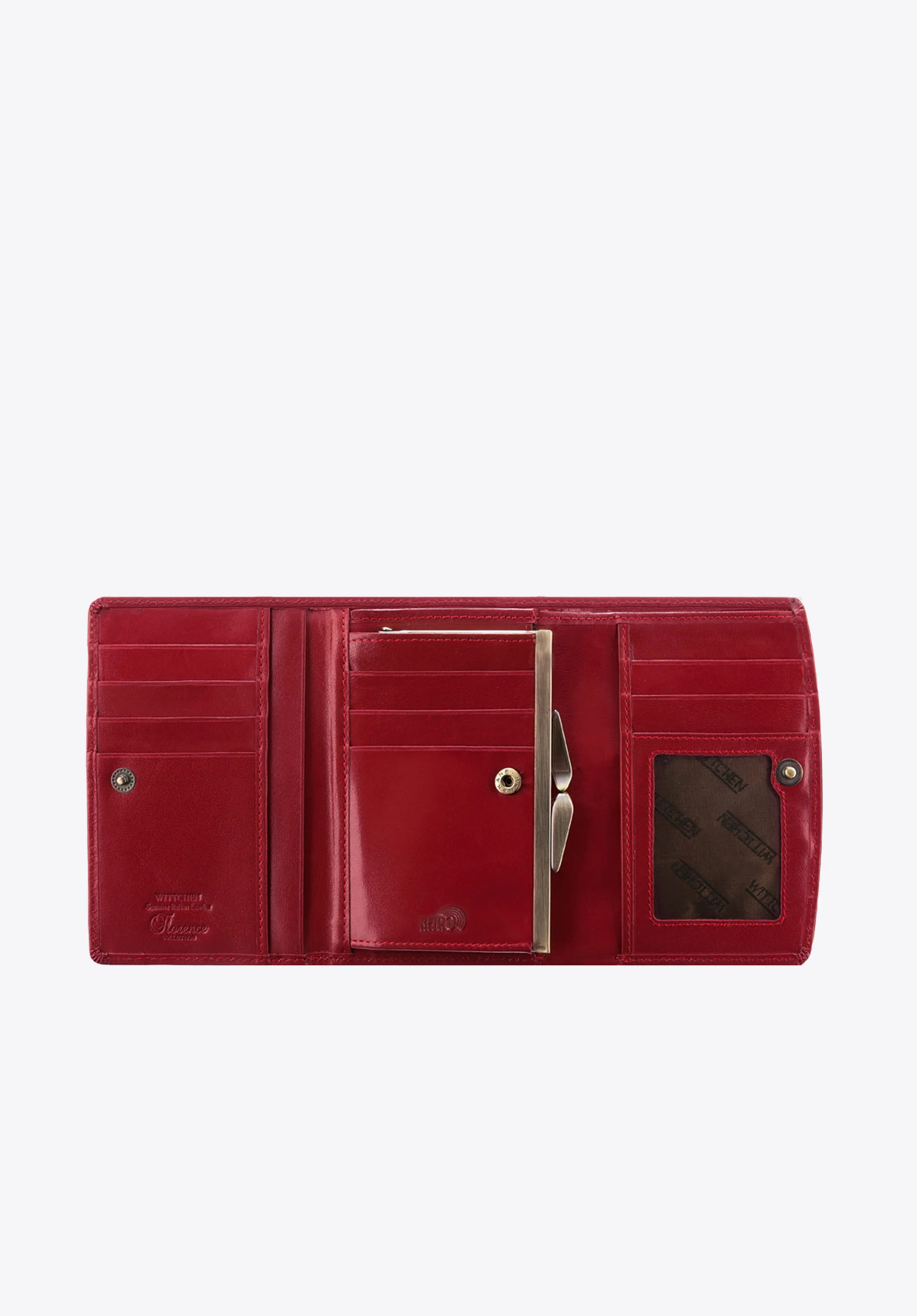 Damski portfel z gładkiej skóry na zatrzask średni