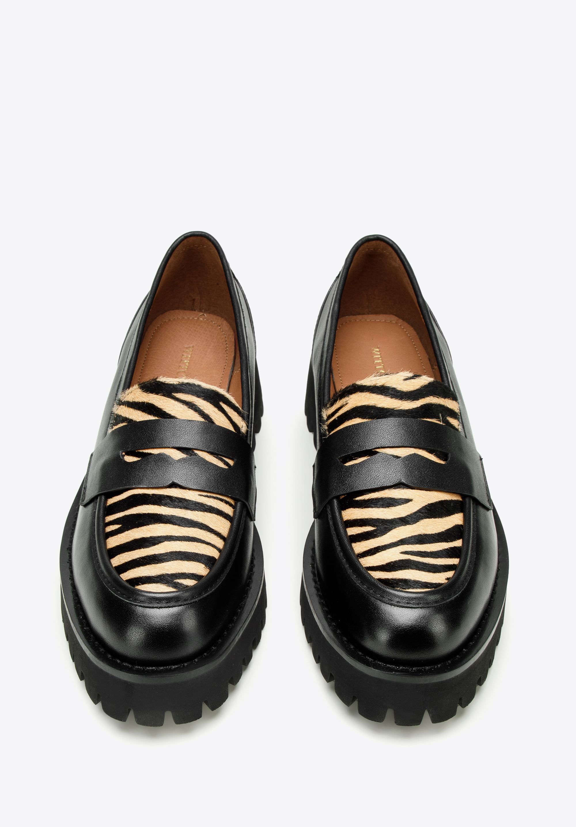 Damskie mokasyny skórzane w zwierzęcy wzór