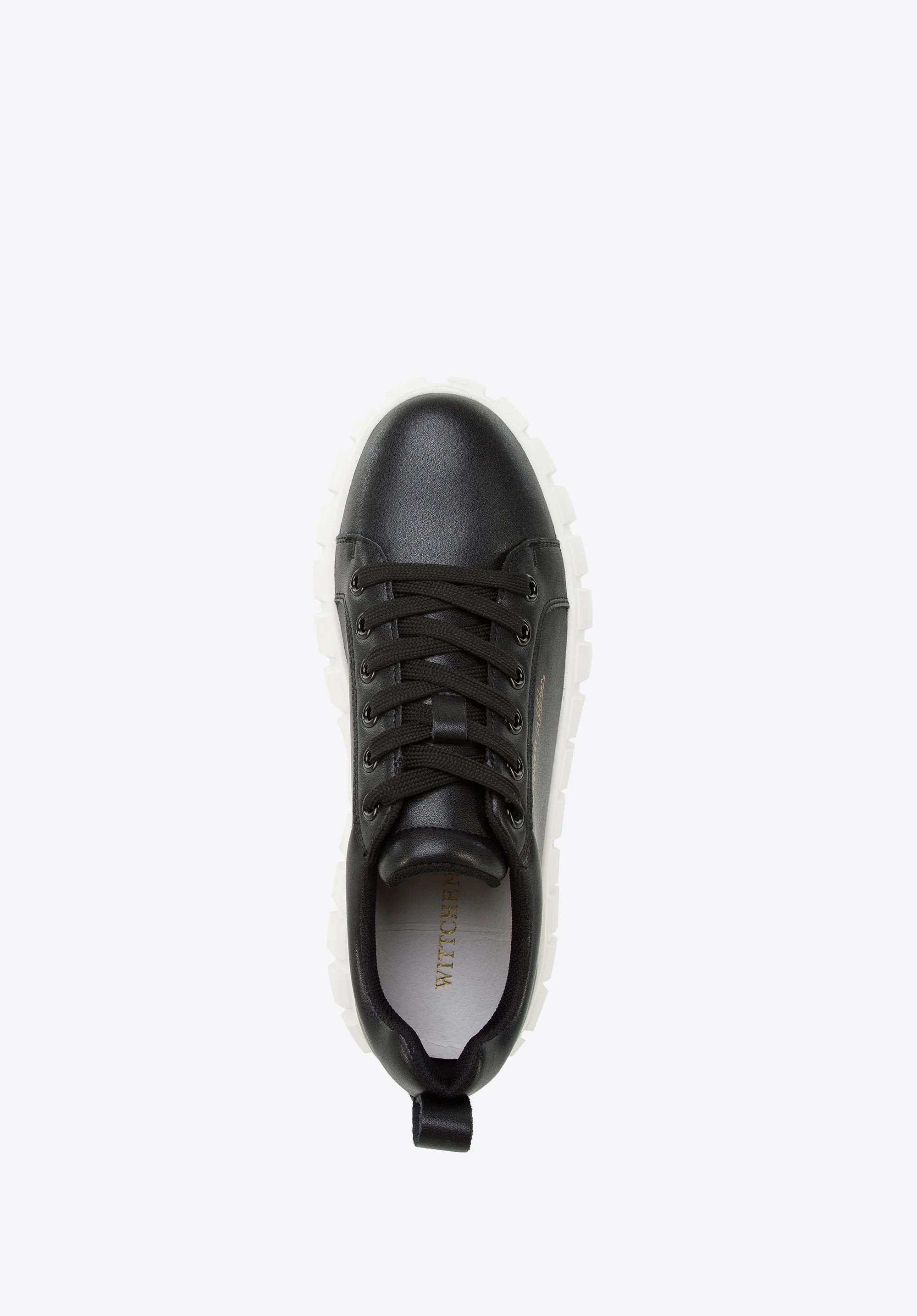 Damskie sneakersy ze skóry na grubej podeszwie