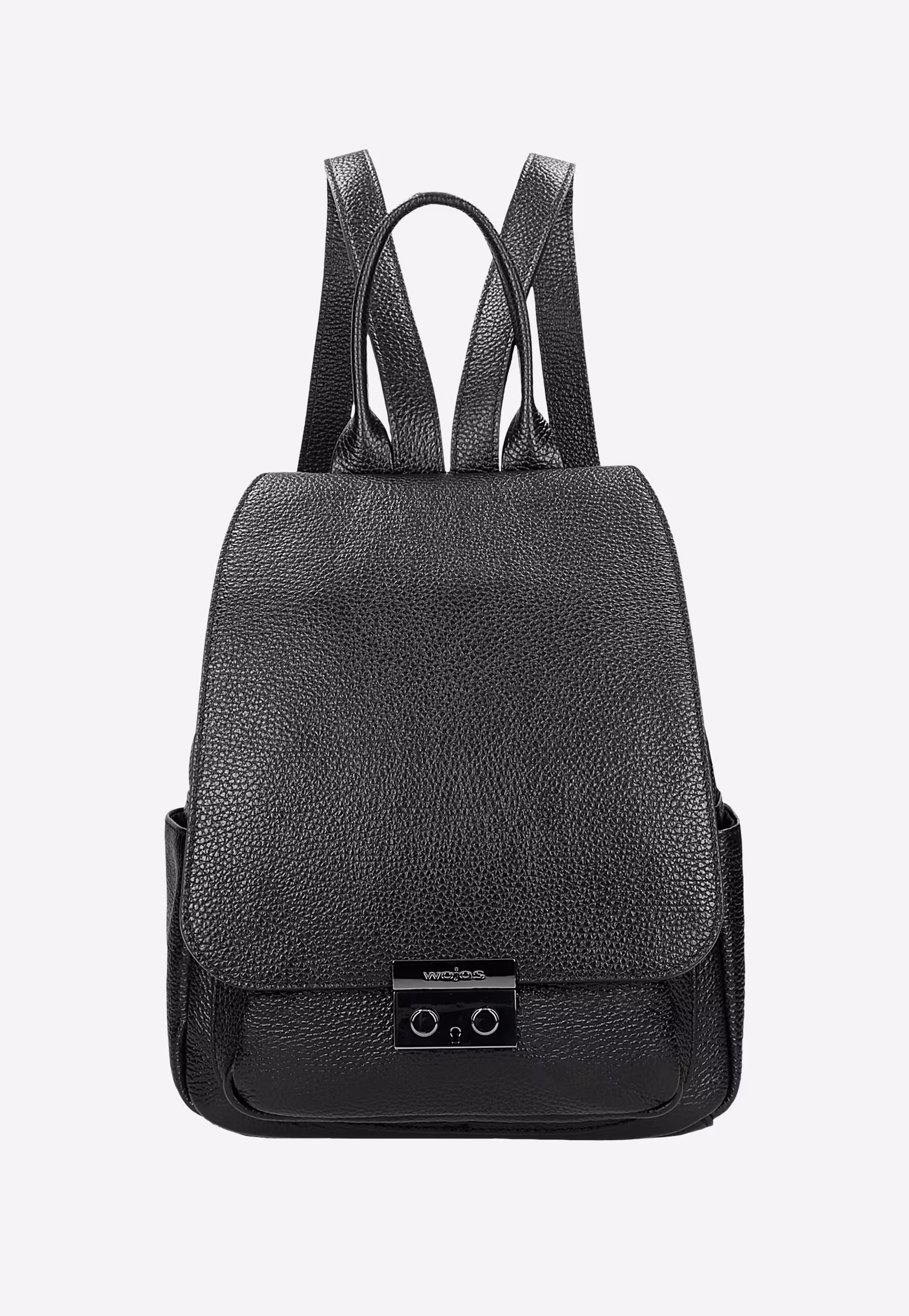 Czarny plecak damski z ciemnymi metalowymi elementami