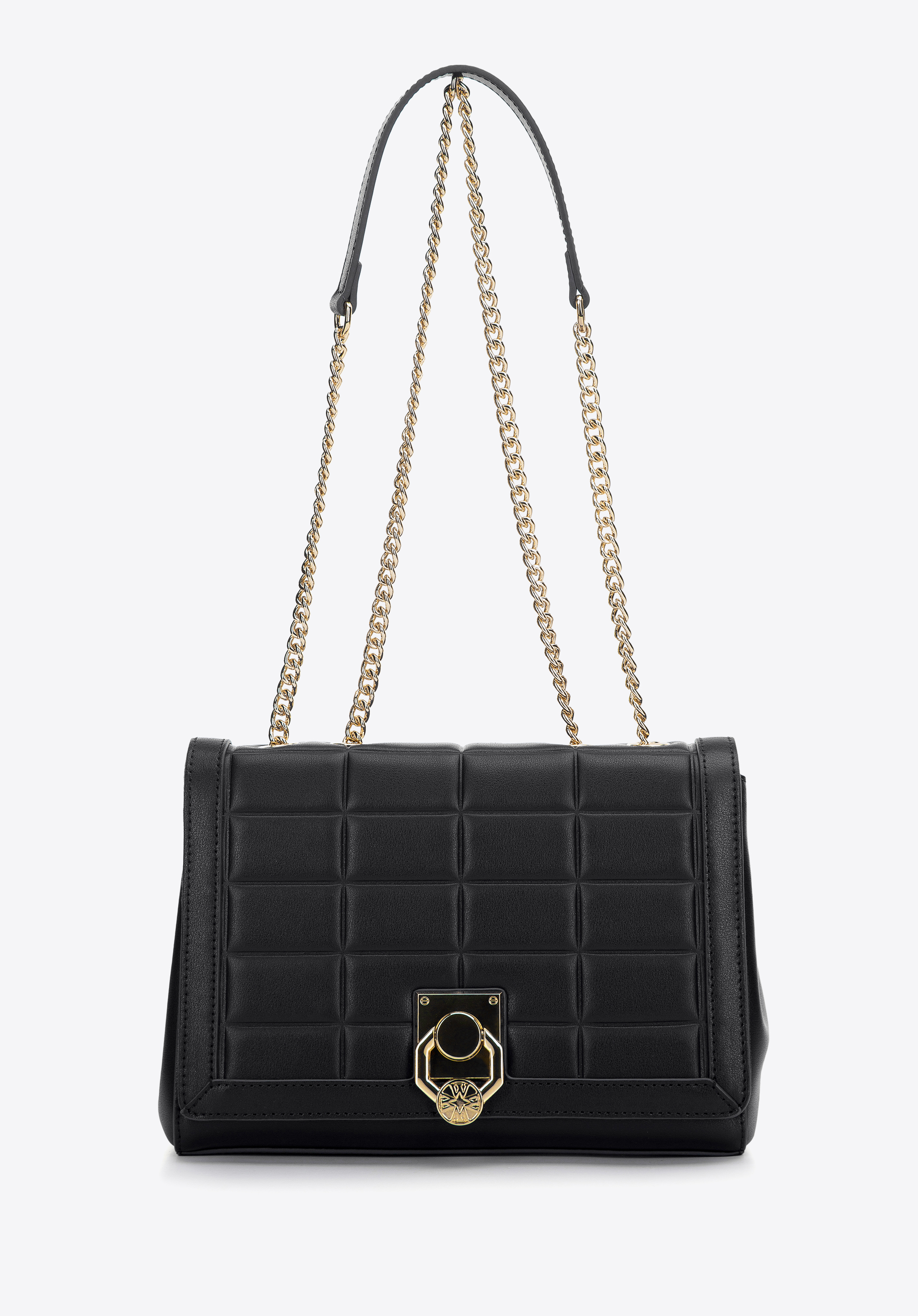 Damska listonoszka skórzana z ozdobną klamrą na łańcuszku