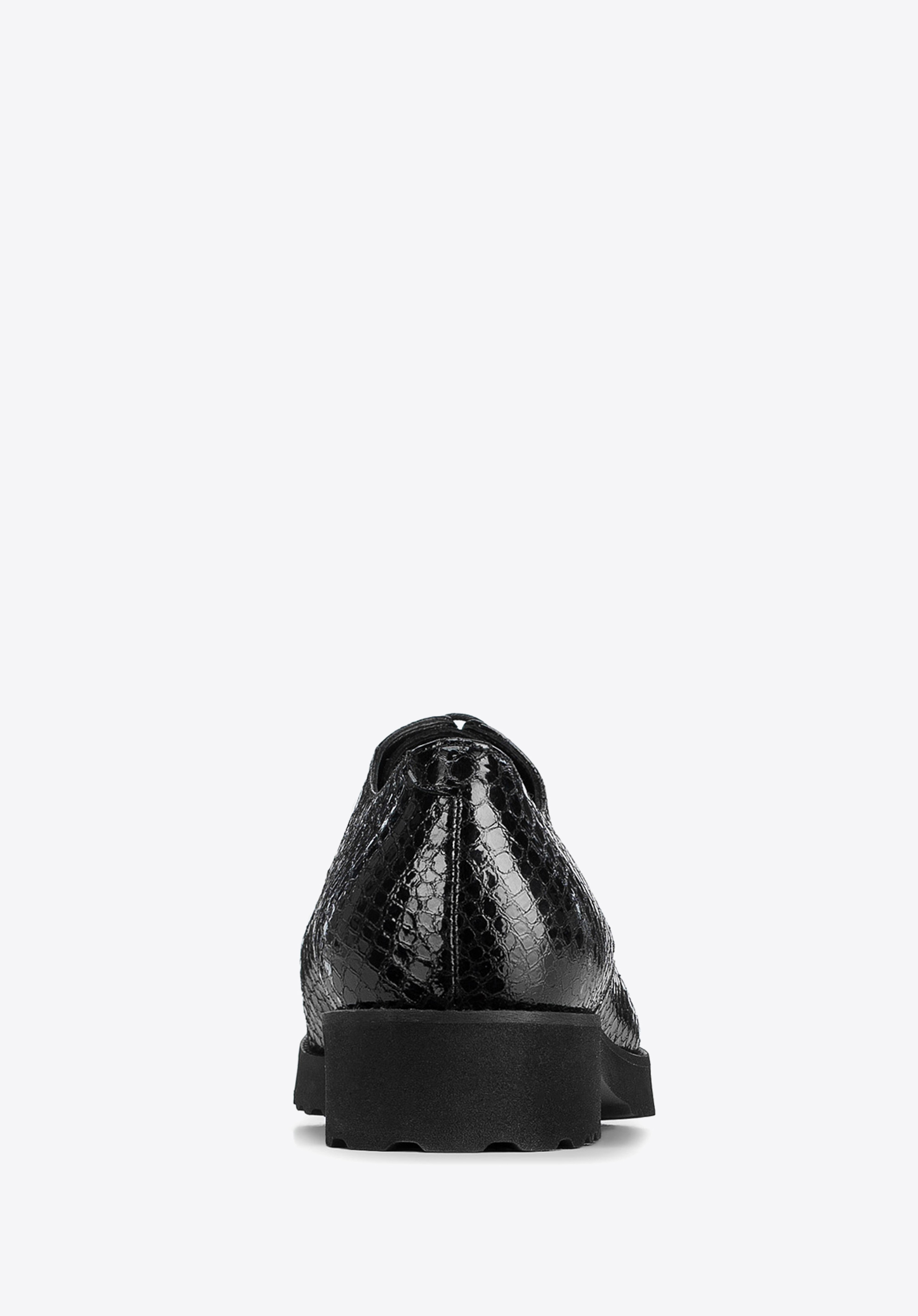 Damskie półbuty lakierowane ze skóry lizard