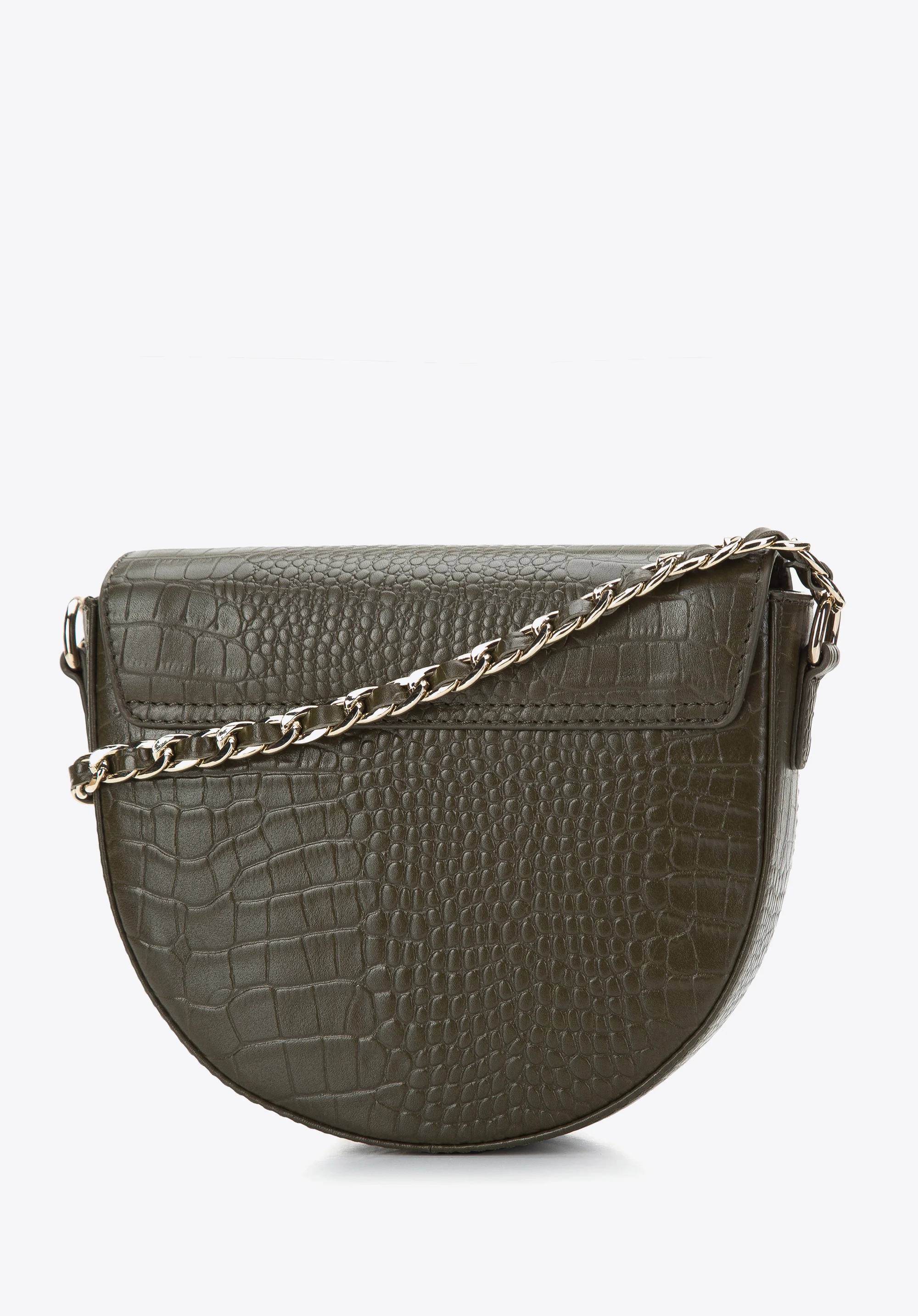Damska listonoszka skórzana croco na łańcuszku