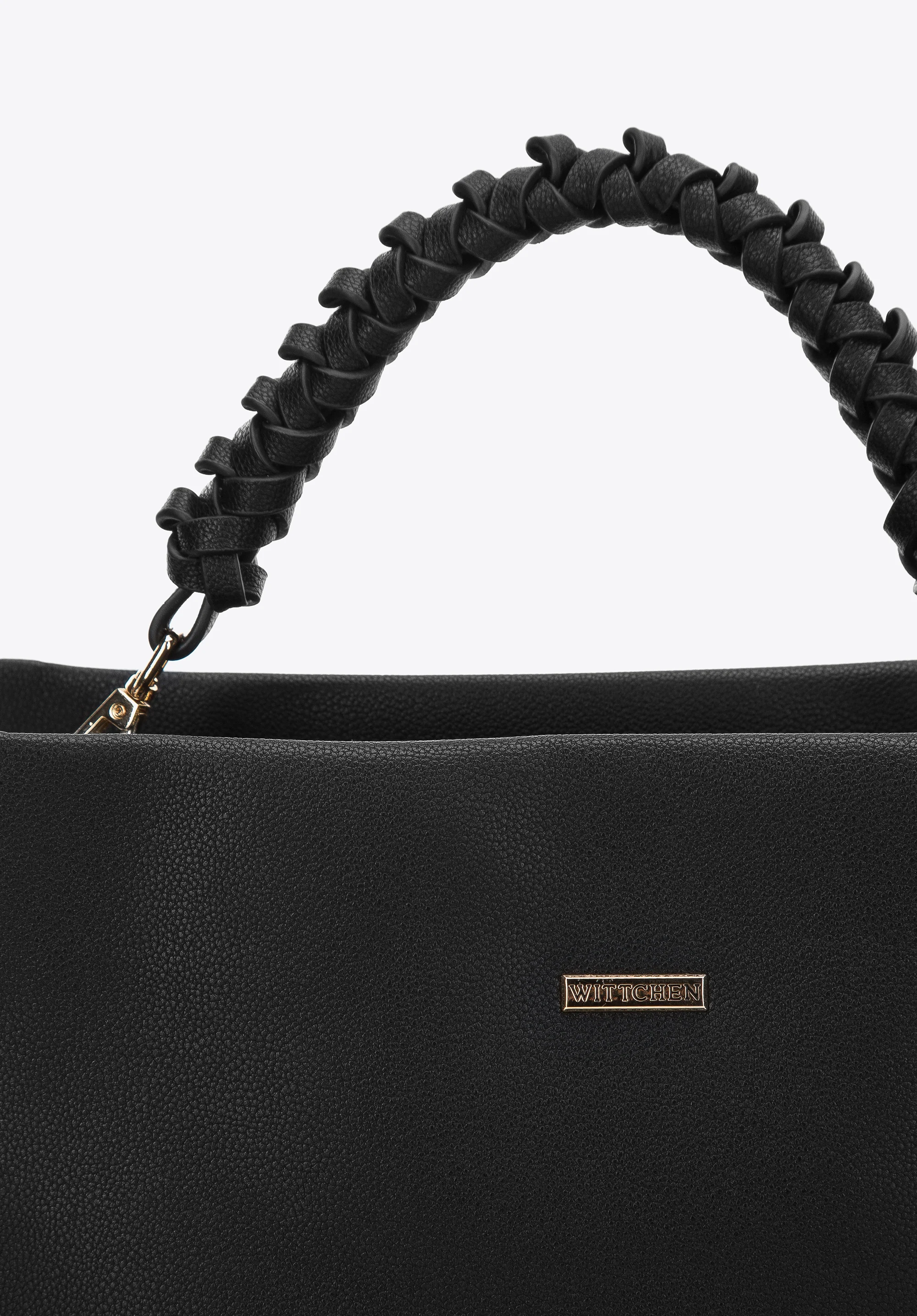 Torebka kuferek z ekoskóry z plecioną rączką mała