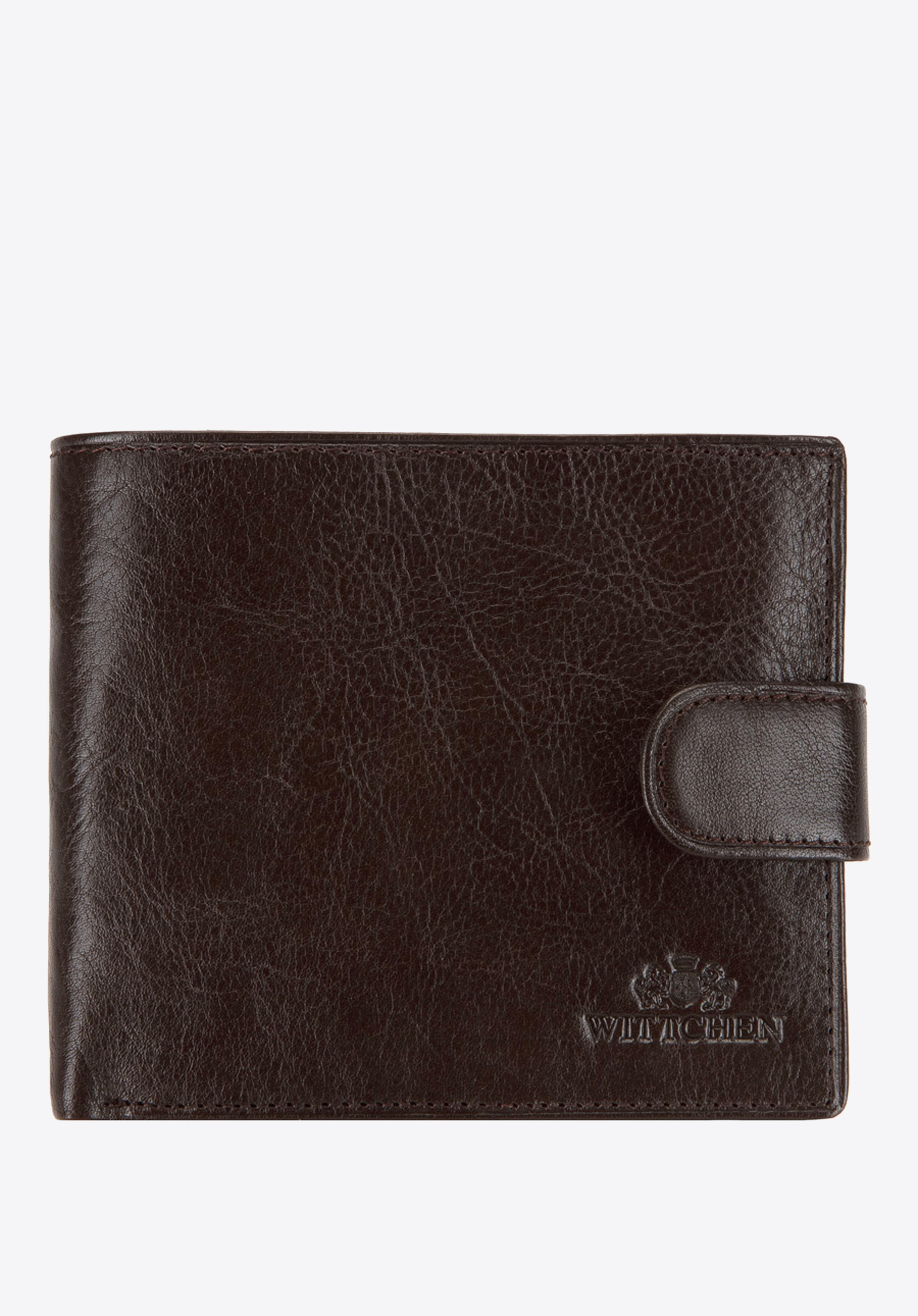 Męski portfel skórzany zapinany na napę