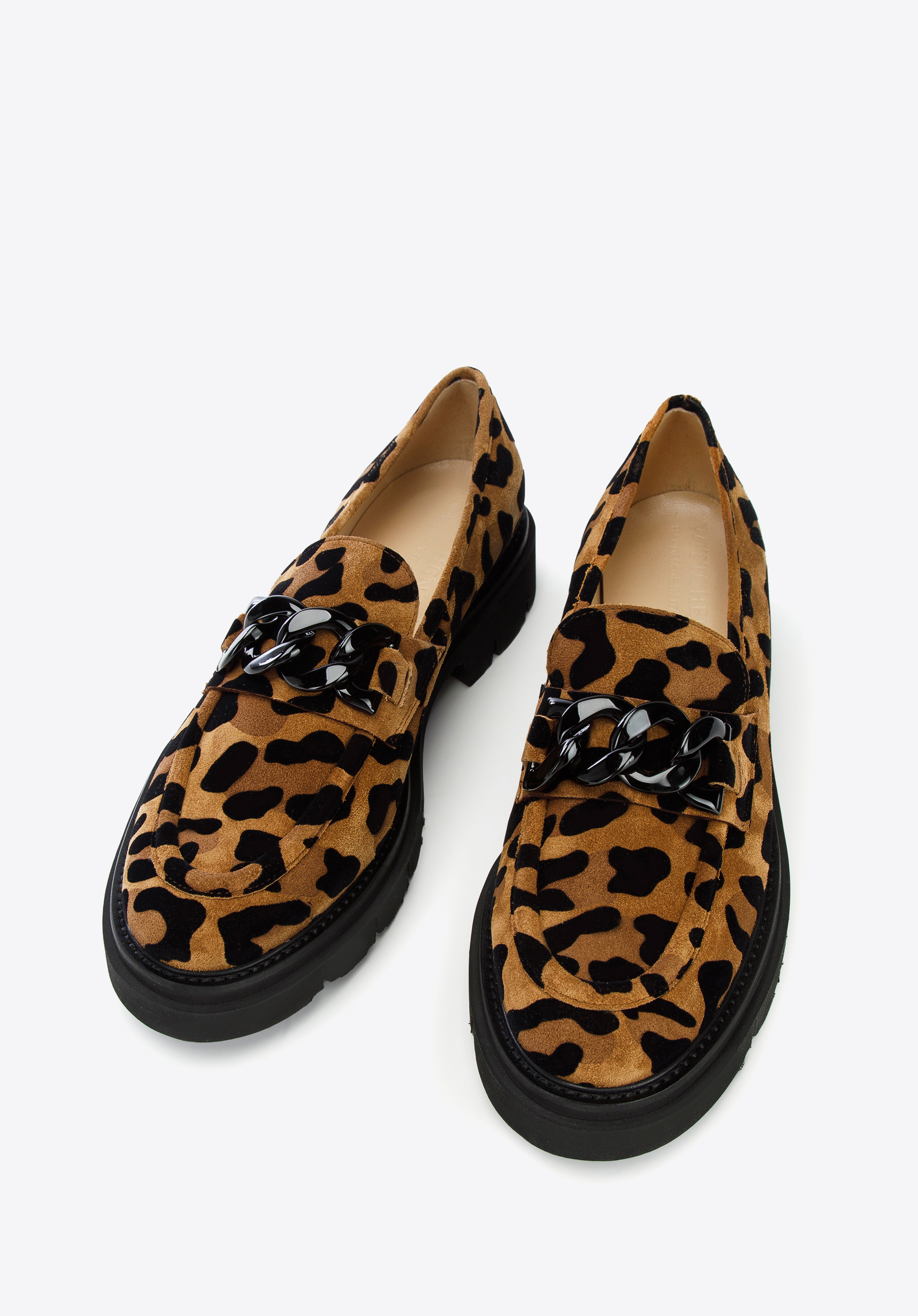 Damskie mokasyny zamszowe w zwierzęcy wzór