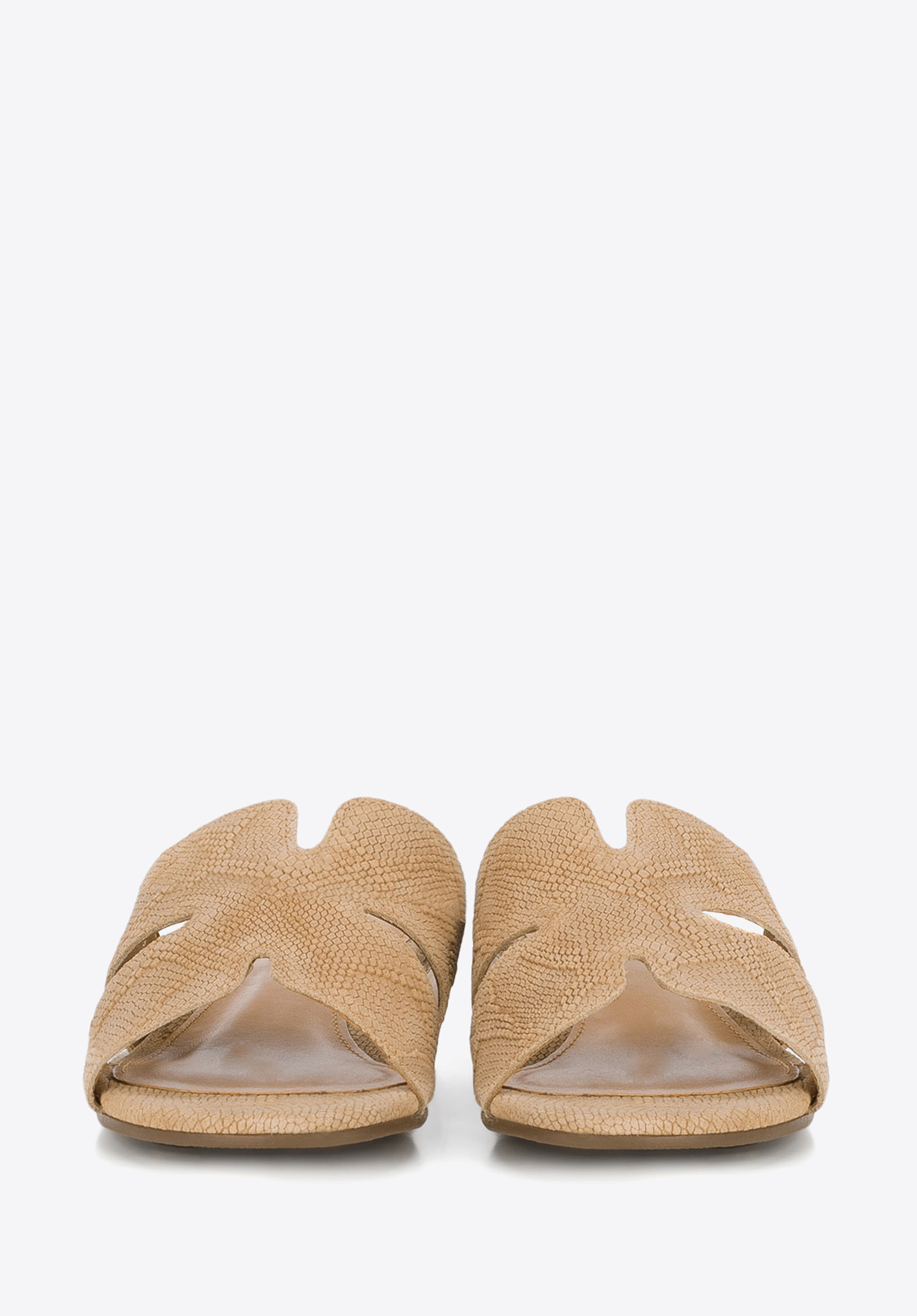 Damskie klapki z zamszu lizard